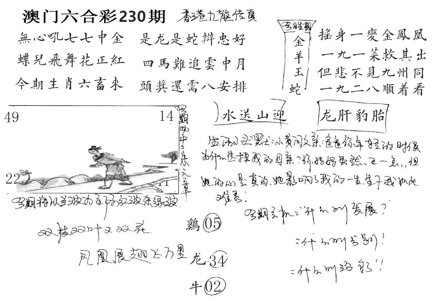 澳门手写九龙 第230期