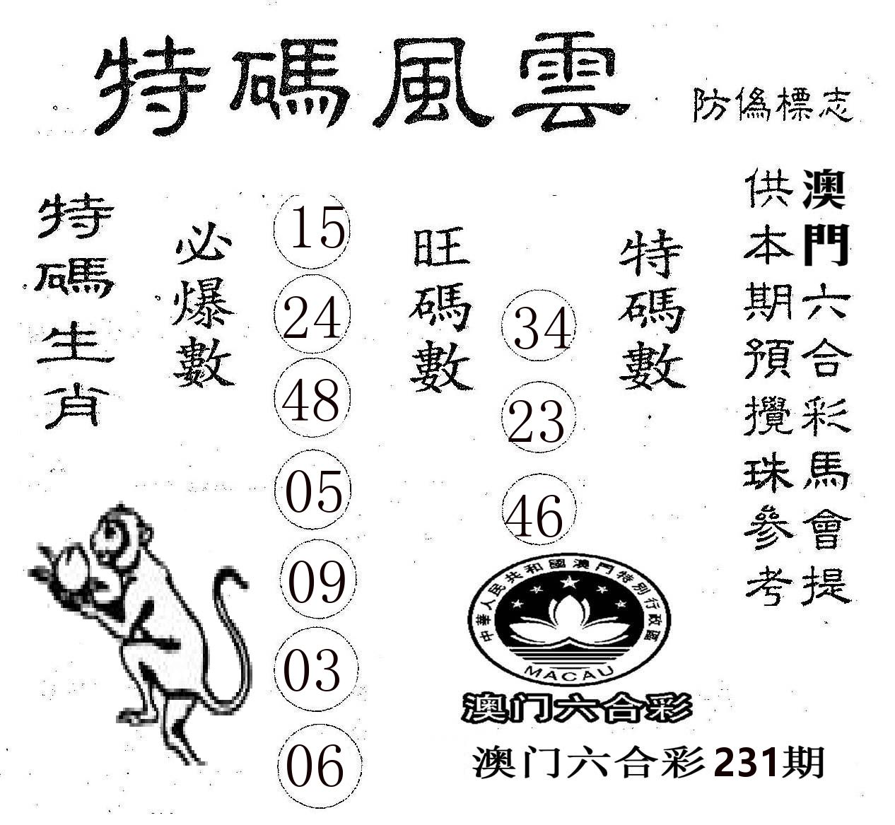 特码风云 第231期