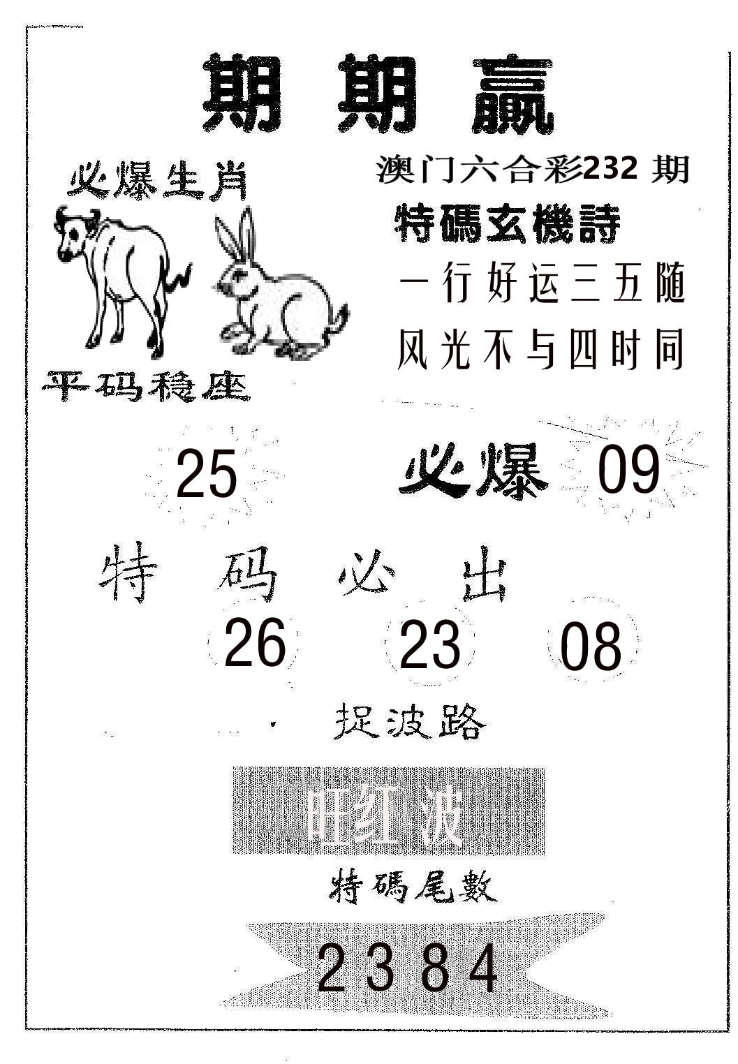 期期赢 第232期