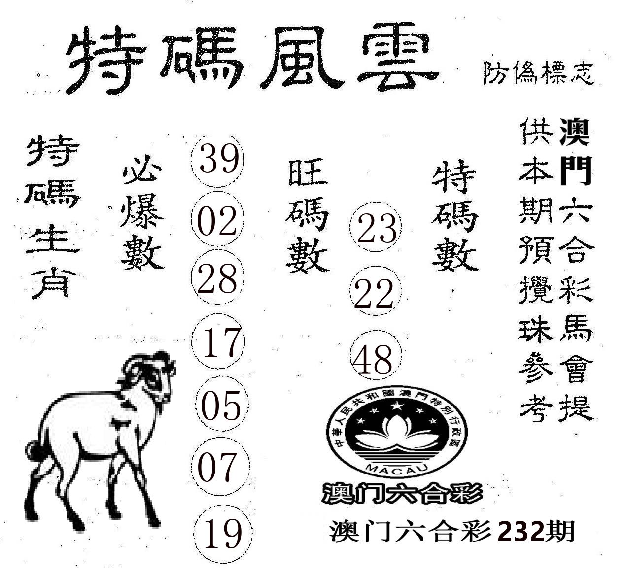特码风云 第232期