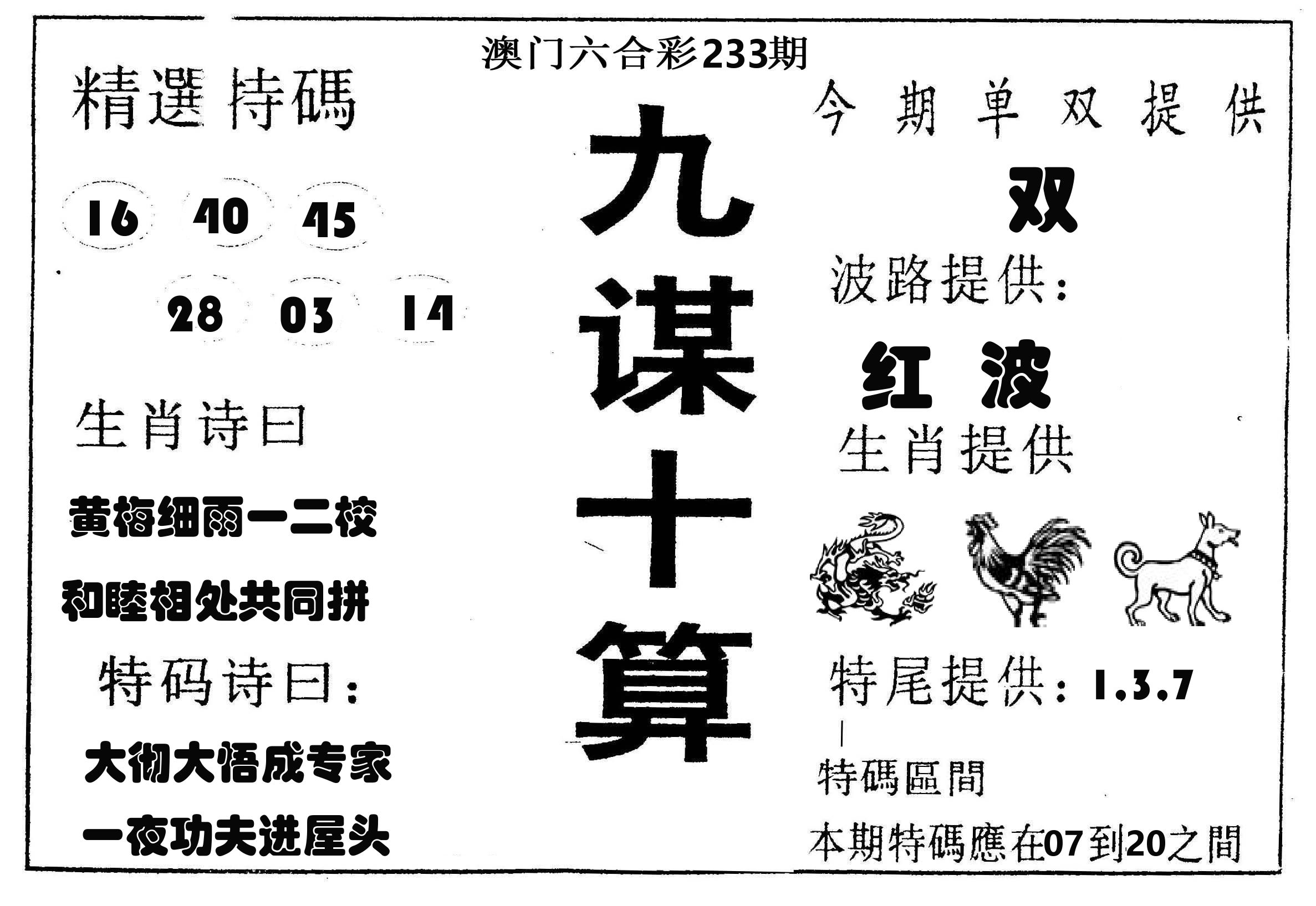 九谋十算 第233期