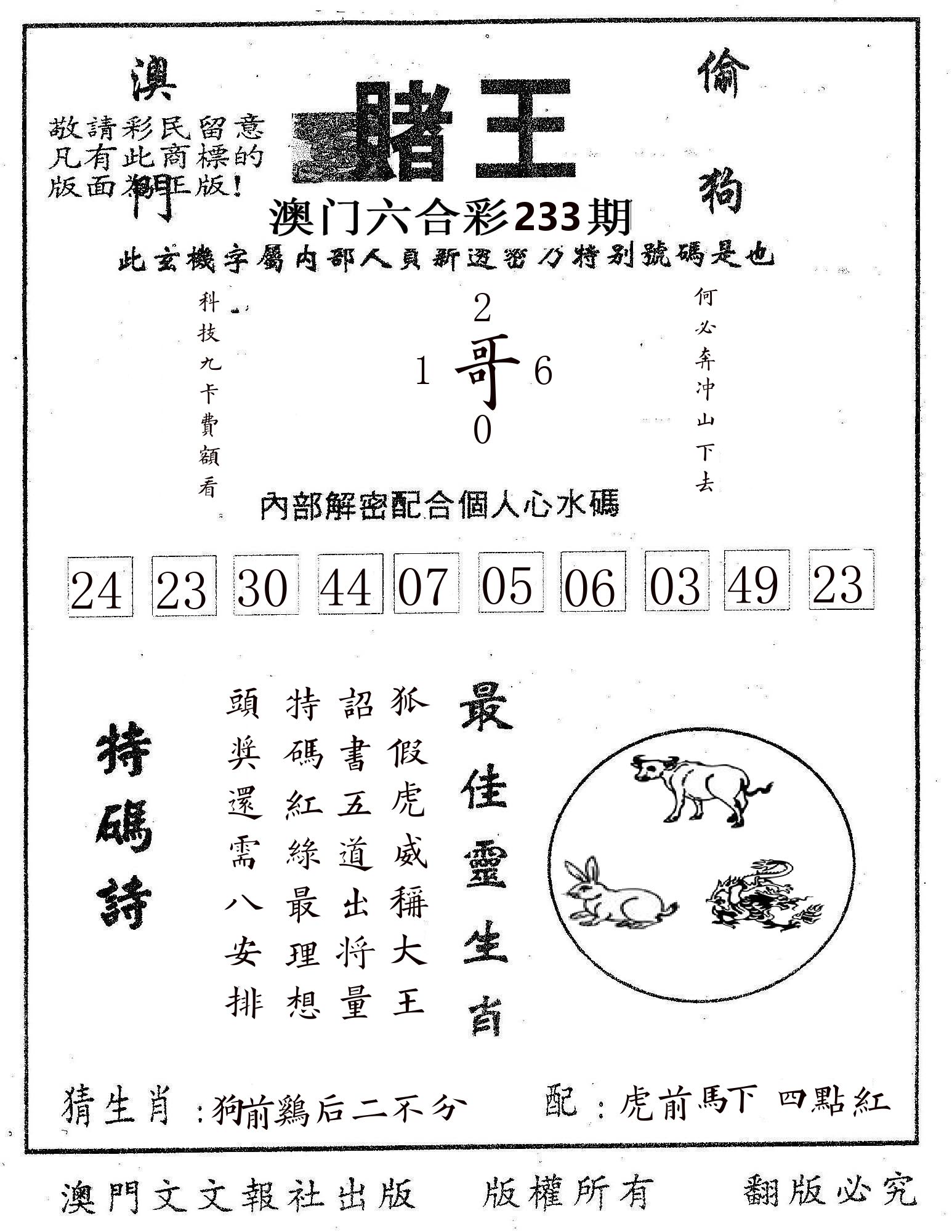 赌王 第233期