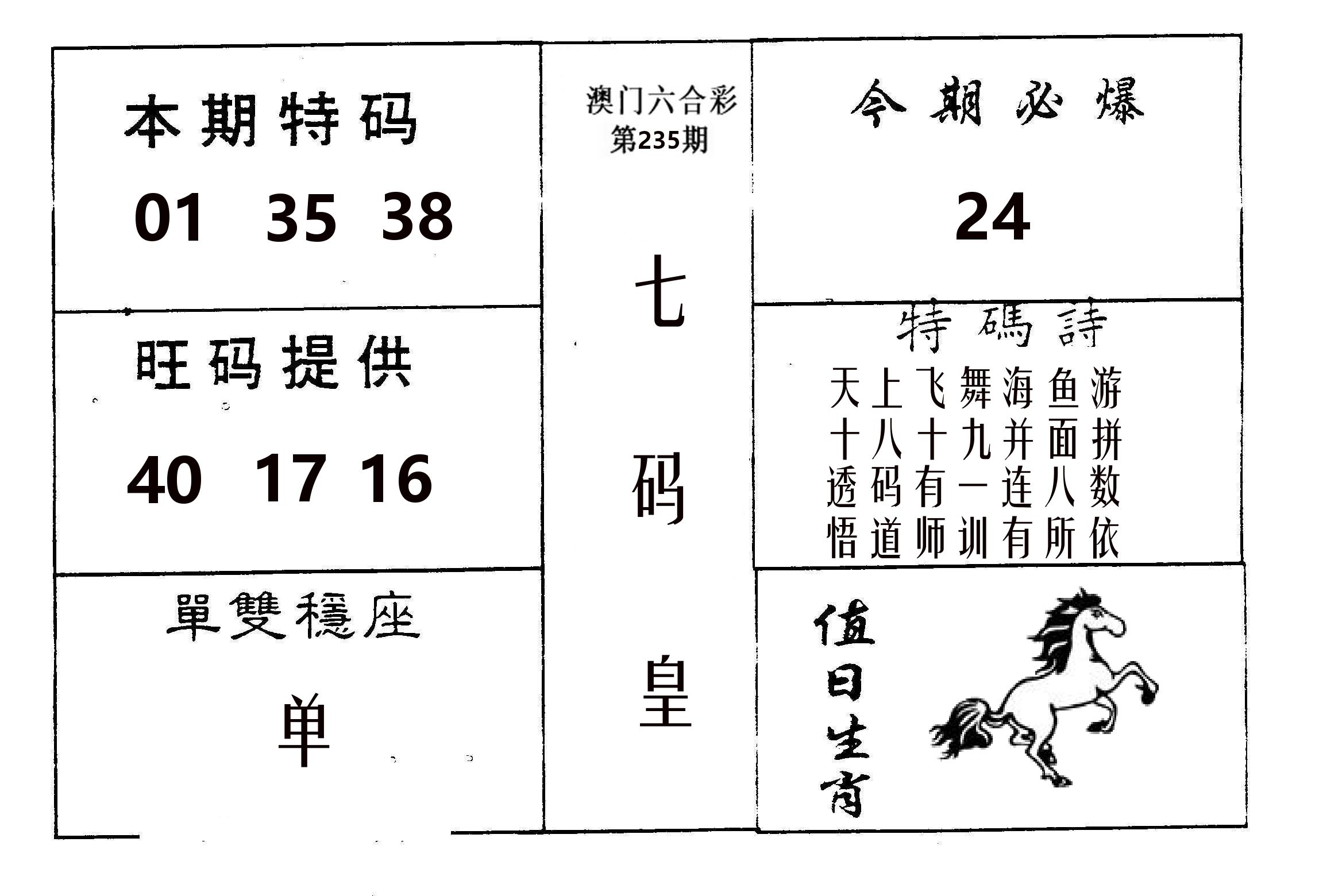 七码皇 第235期