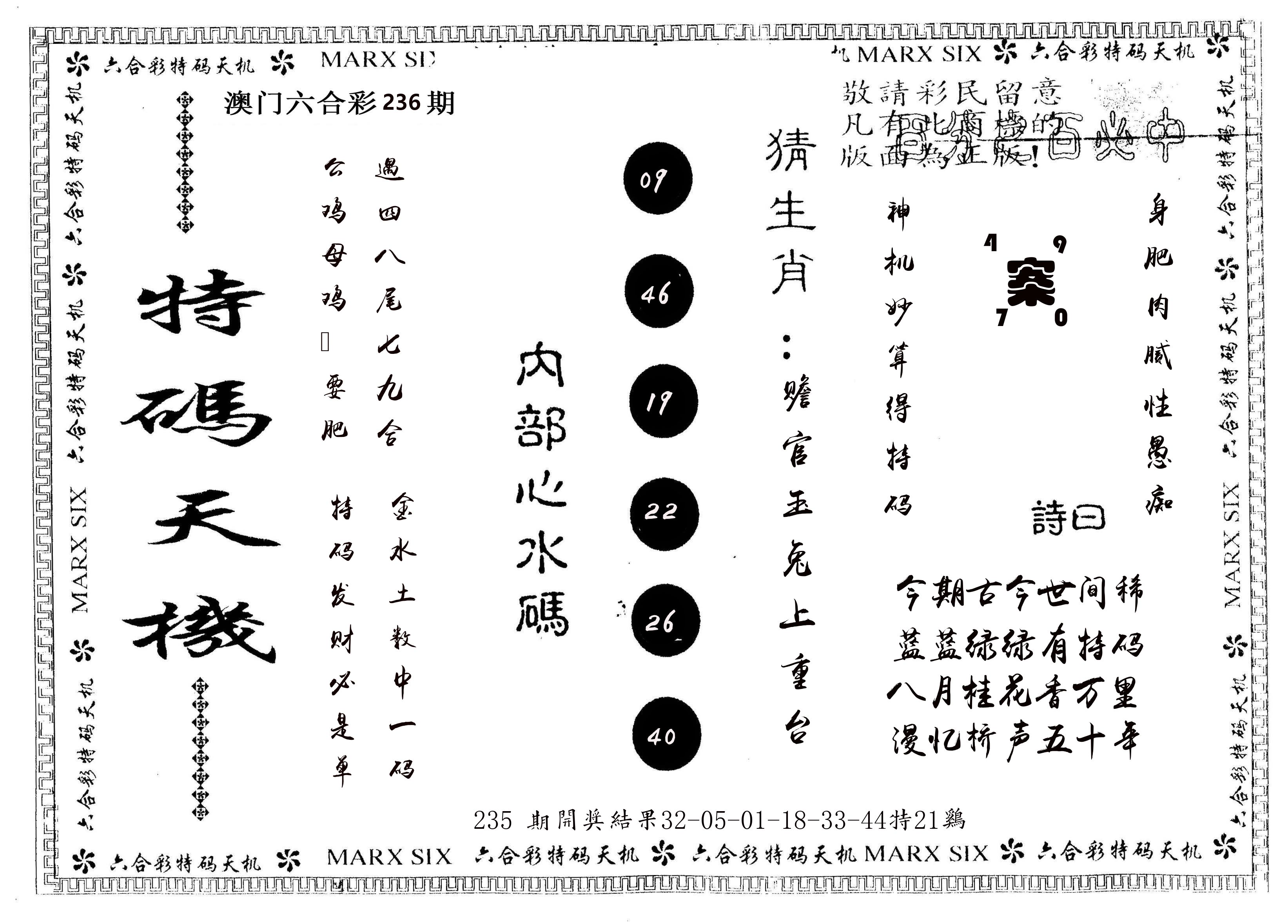 另版特码天机 第236期