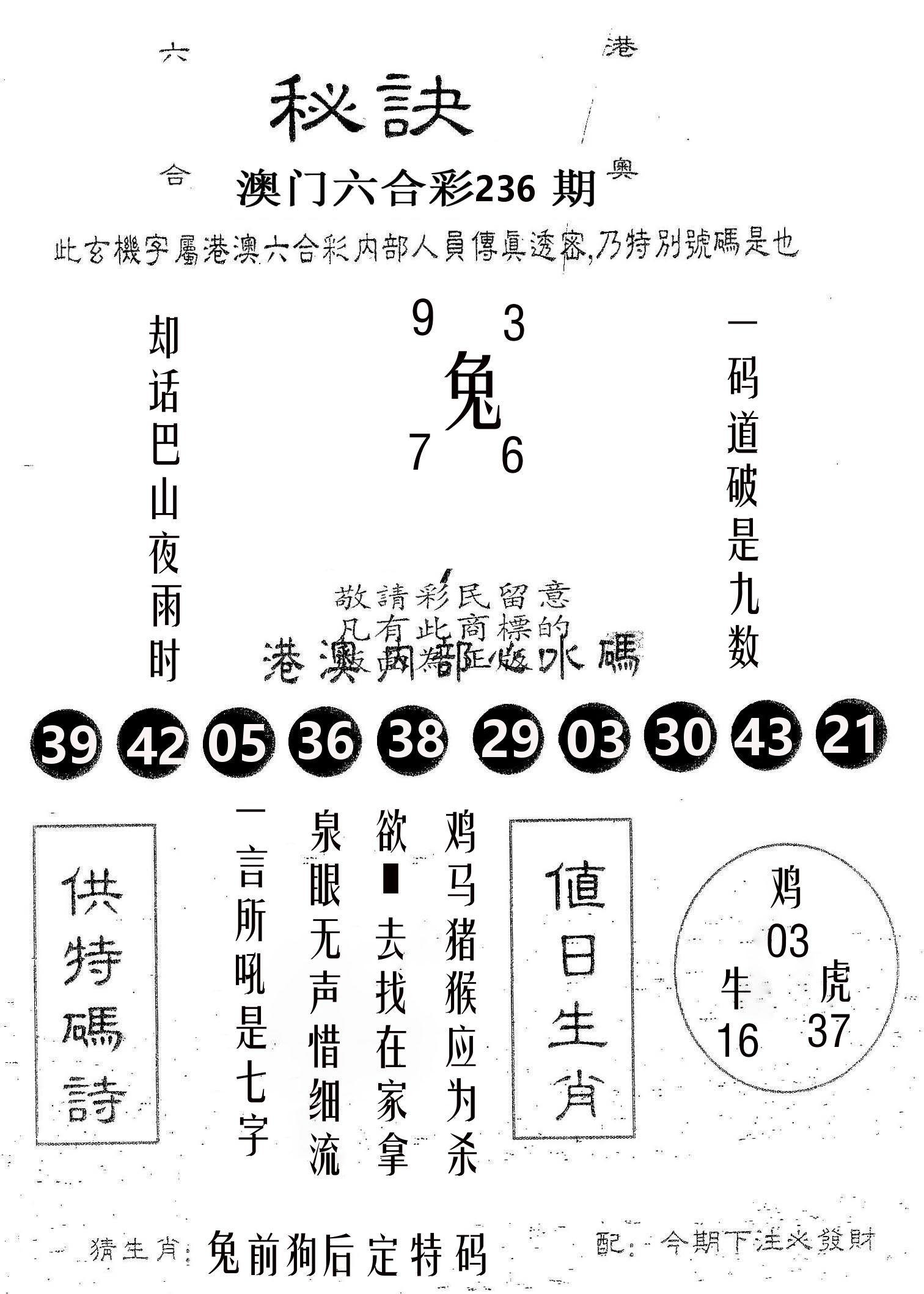 秘决 第236期