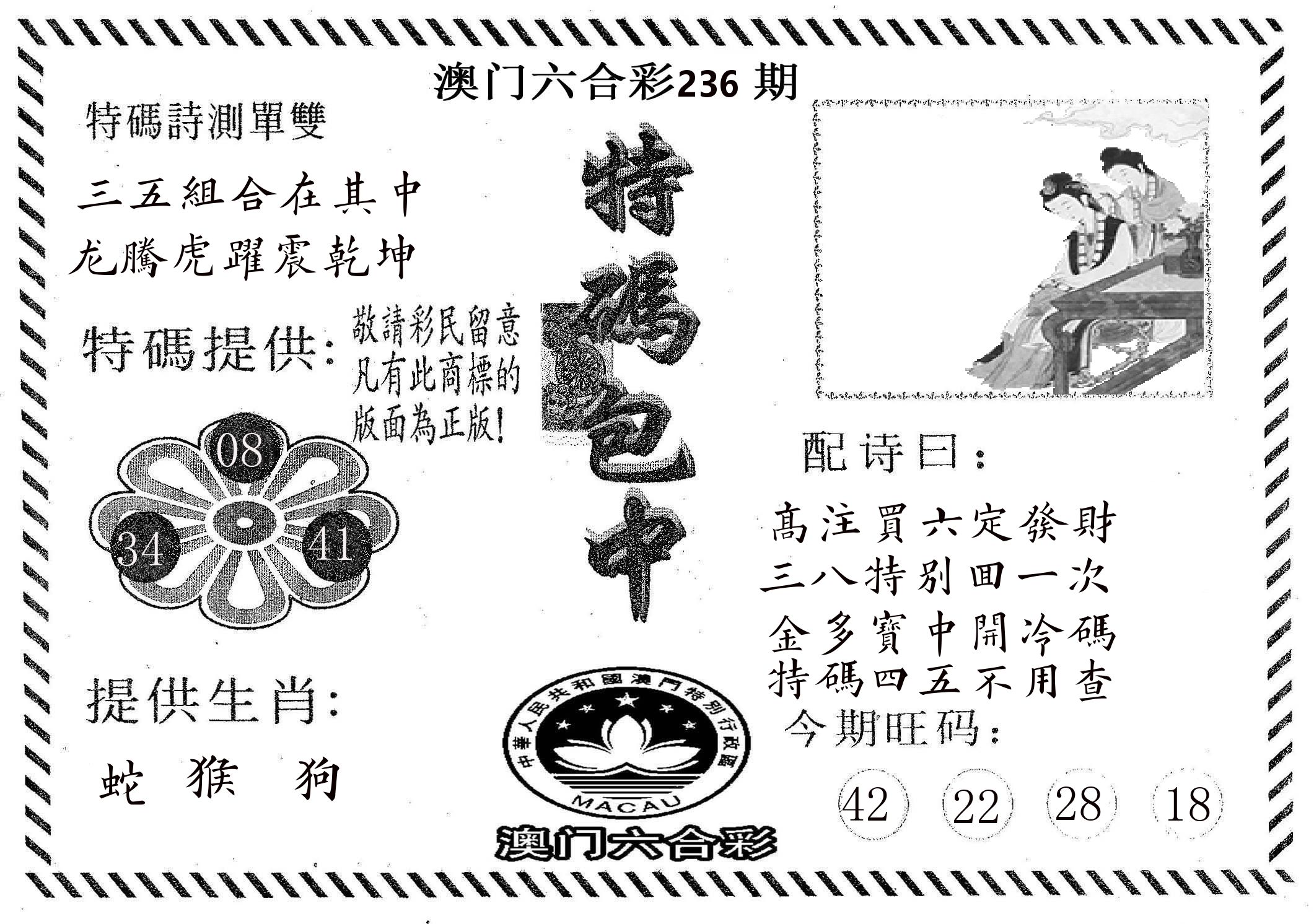 特码包中 第236期