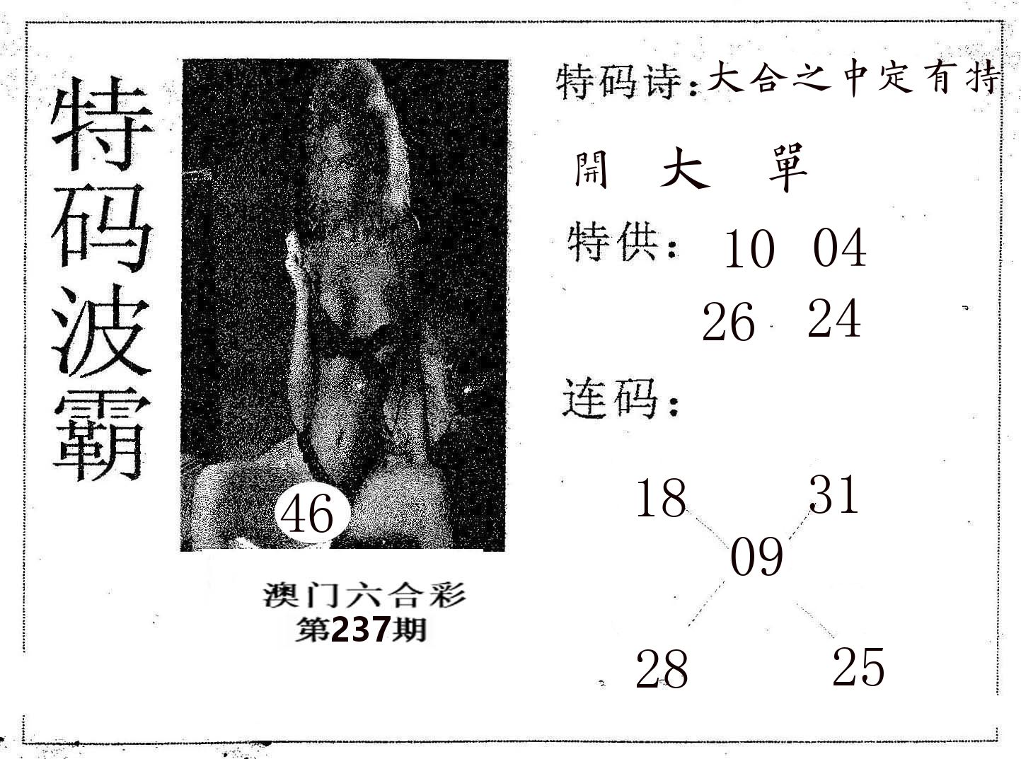 特码波霸 第237期
