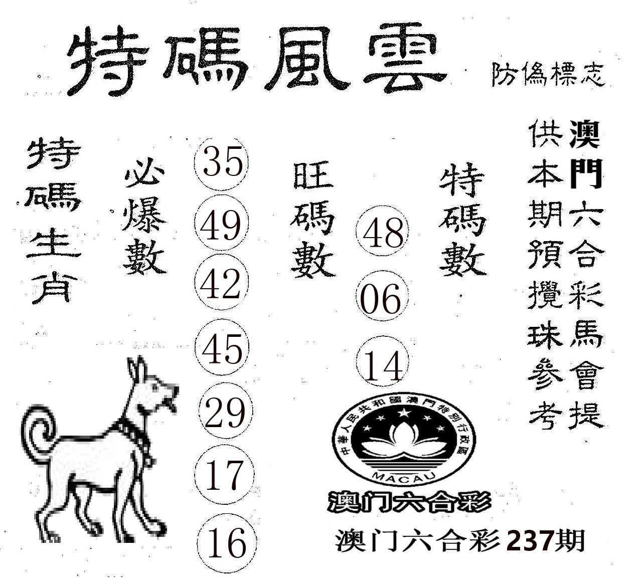 特码风云 第237期