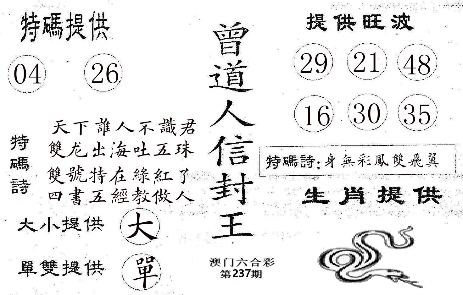 曾信封王 第237期
