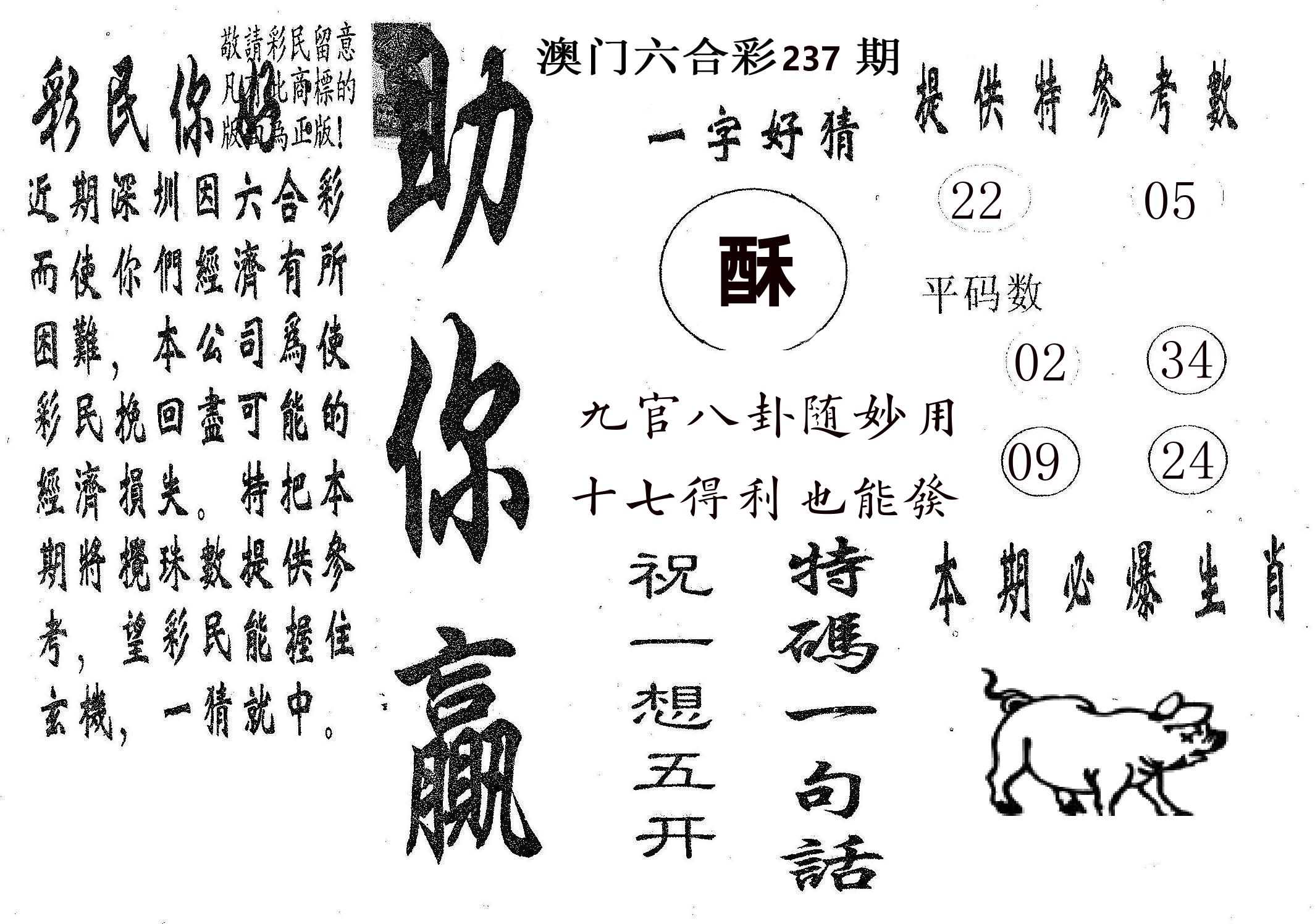 助你赢 第237期