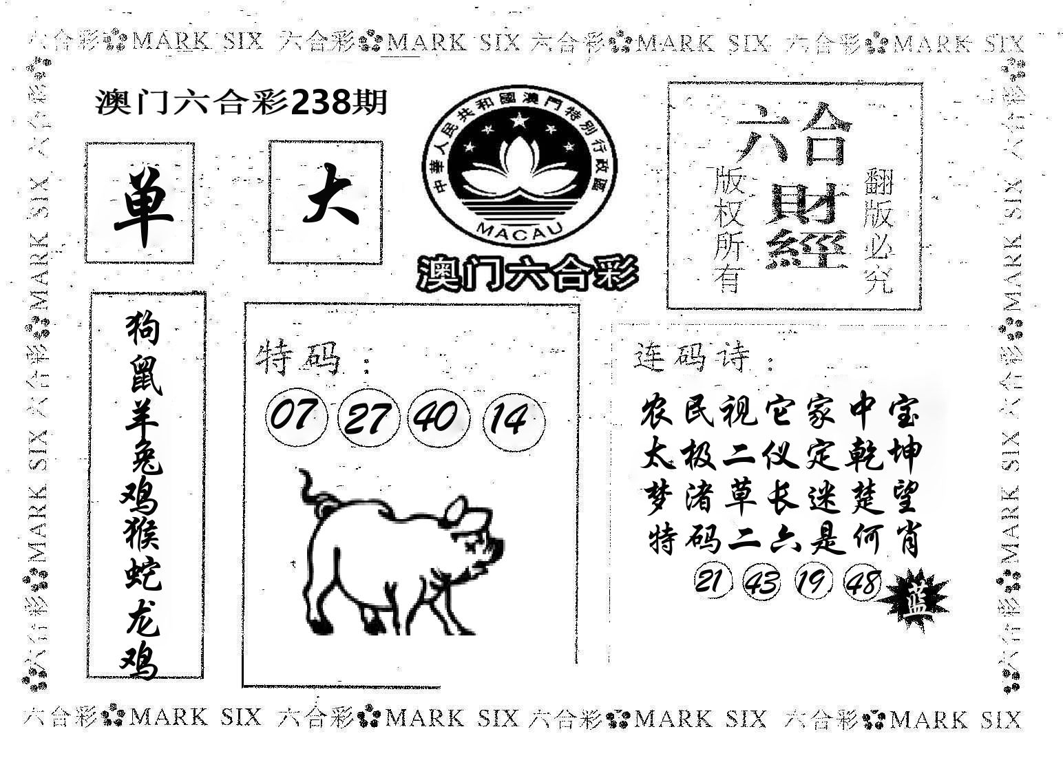 六合财经 第238期