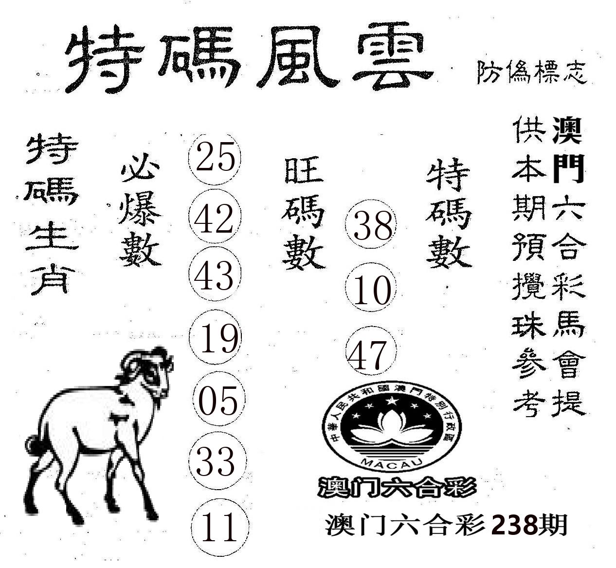 特码风云 第238期