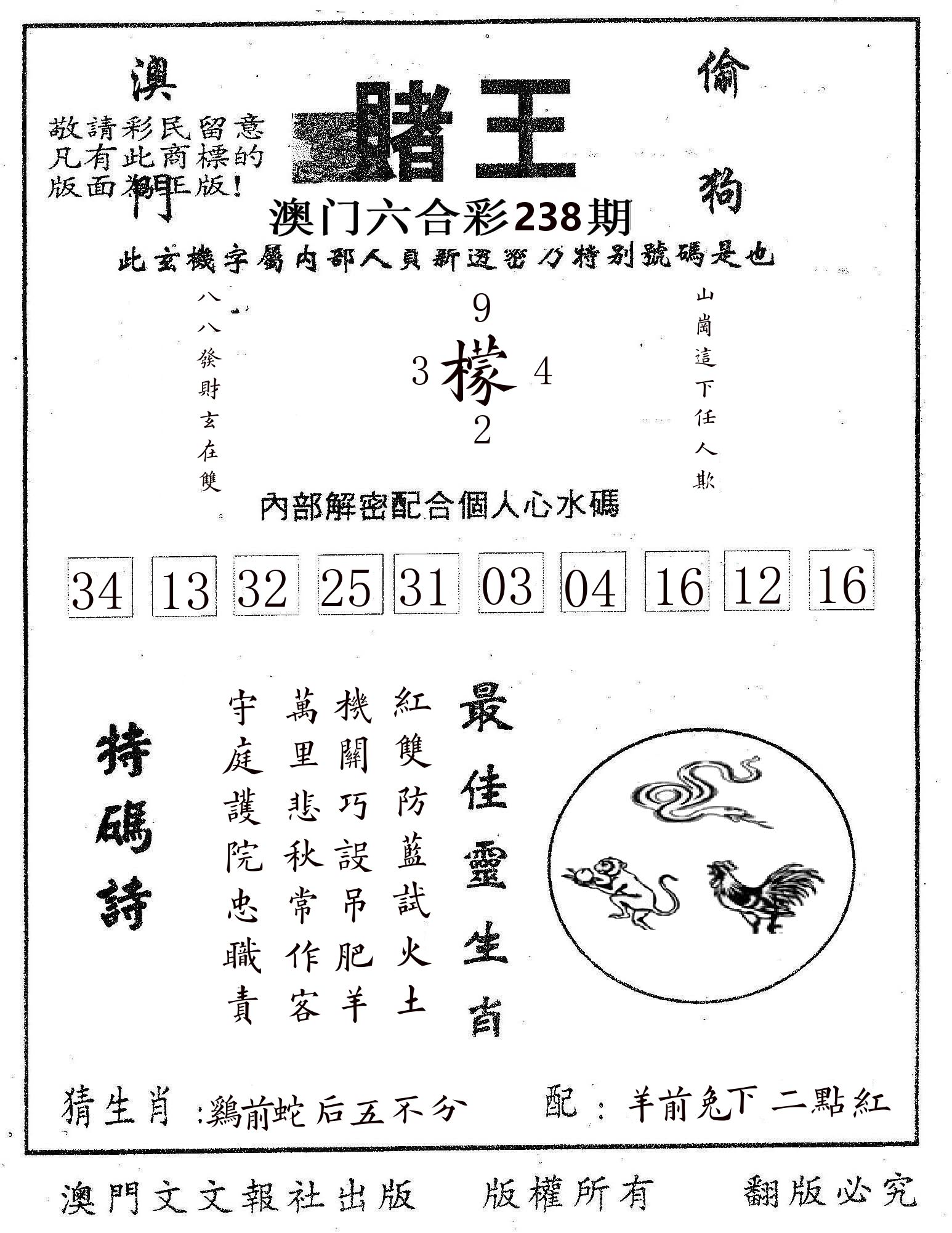赌王 第238期