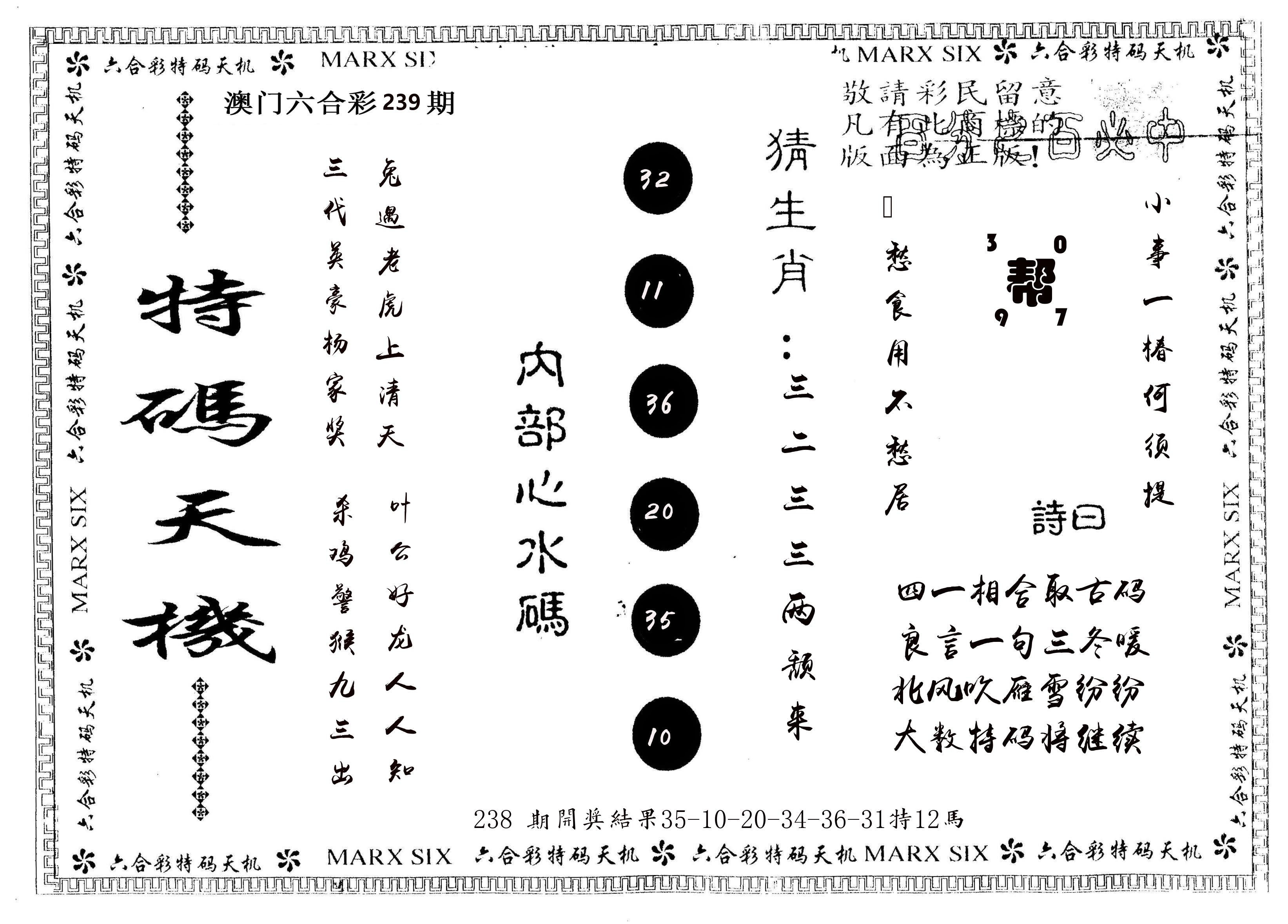 另版特码天机 第239期