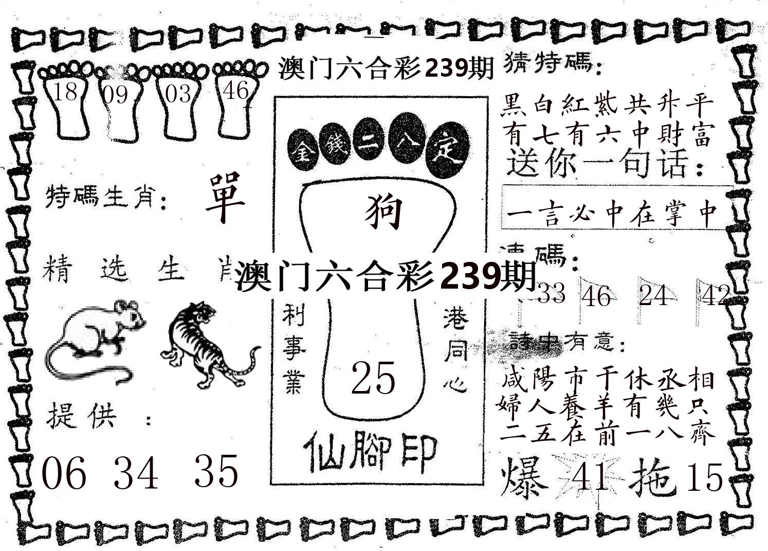仙脚印 第239期