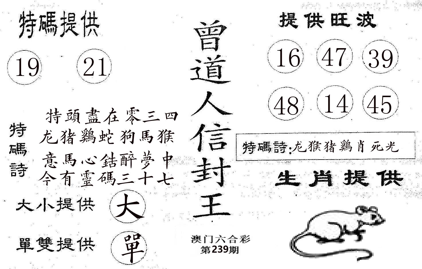 曾信封王 第239期