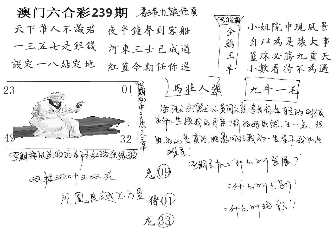 澳门手写九龙 第239期