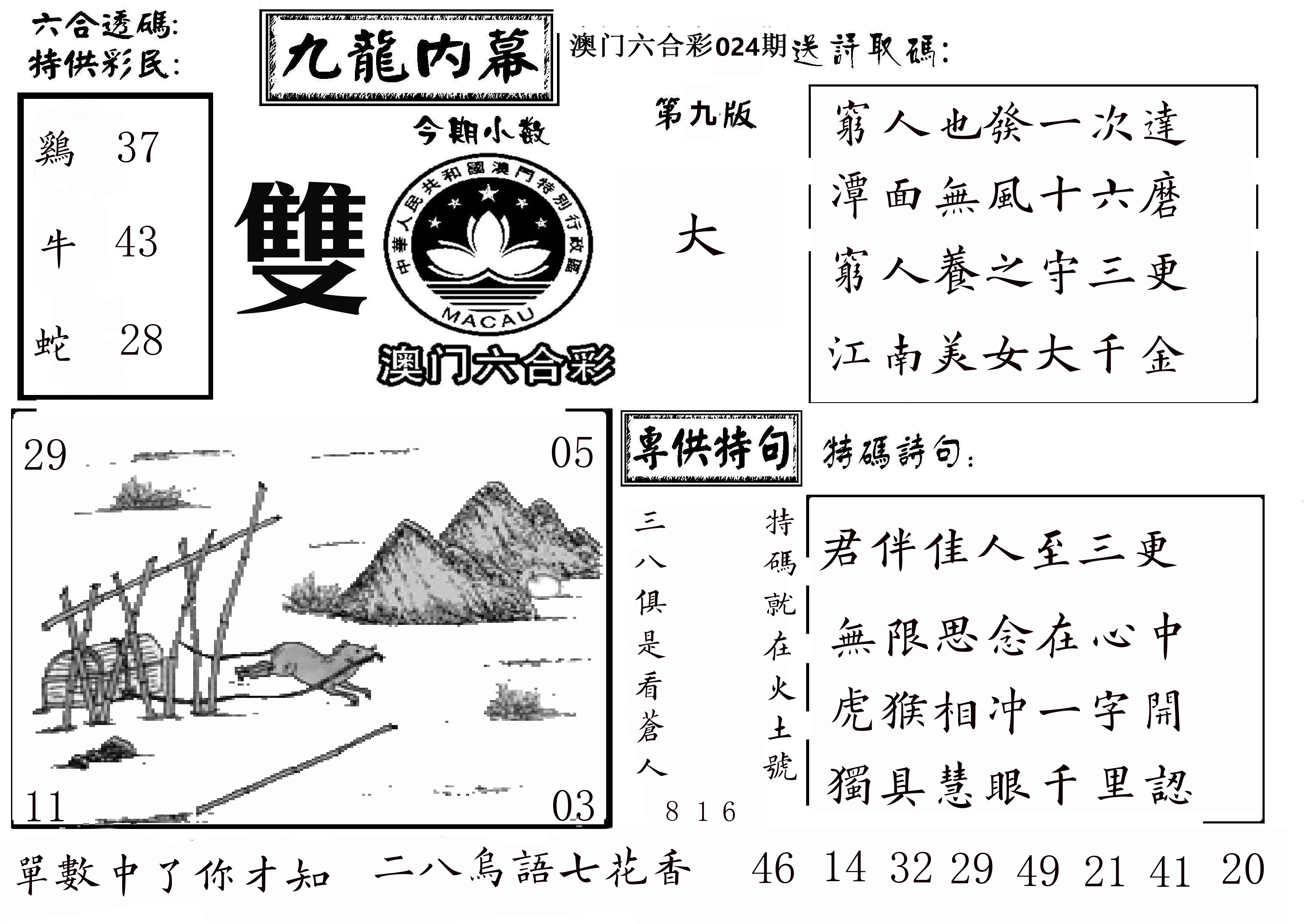 澳门传真3 第24期