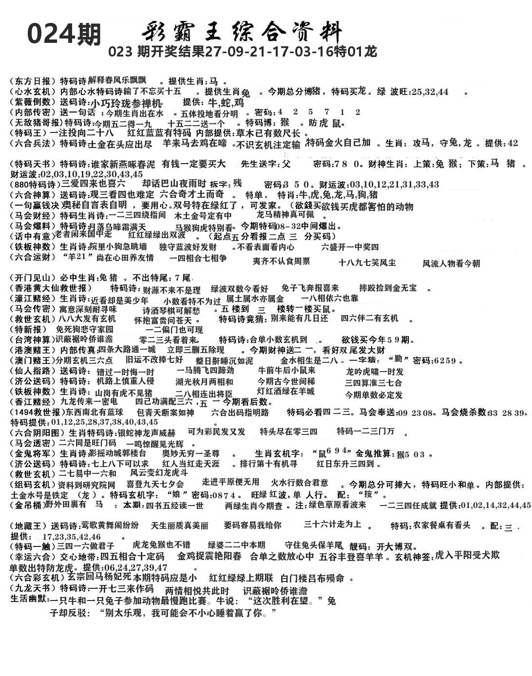 澳门综合资料 第24期