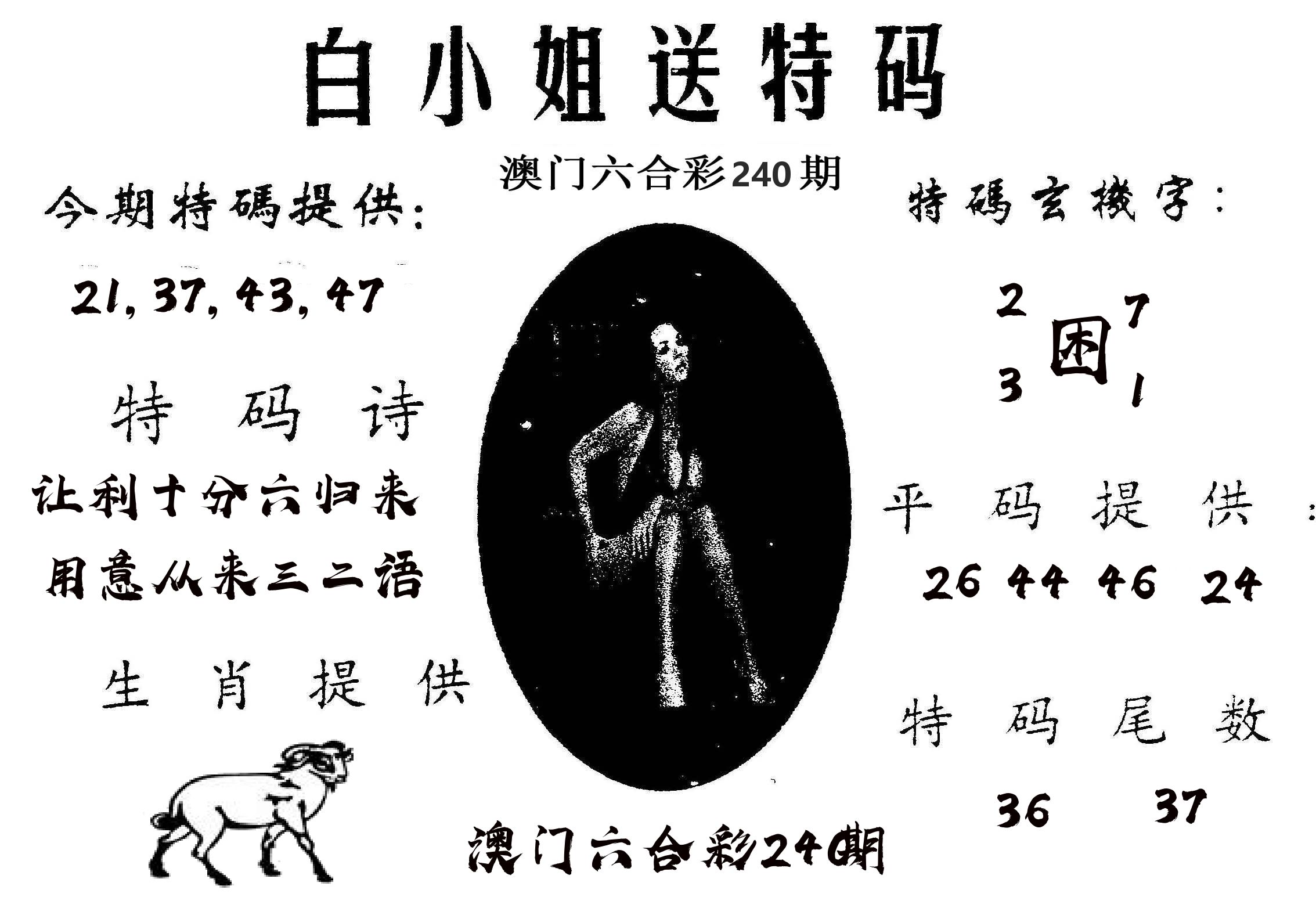 白姐送特 第240期