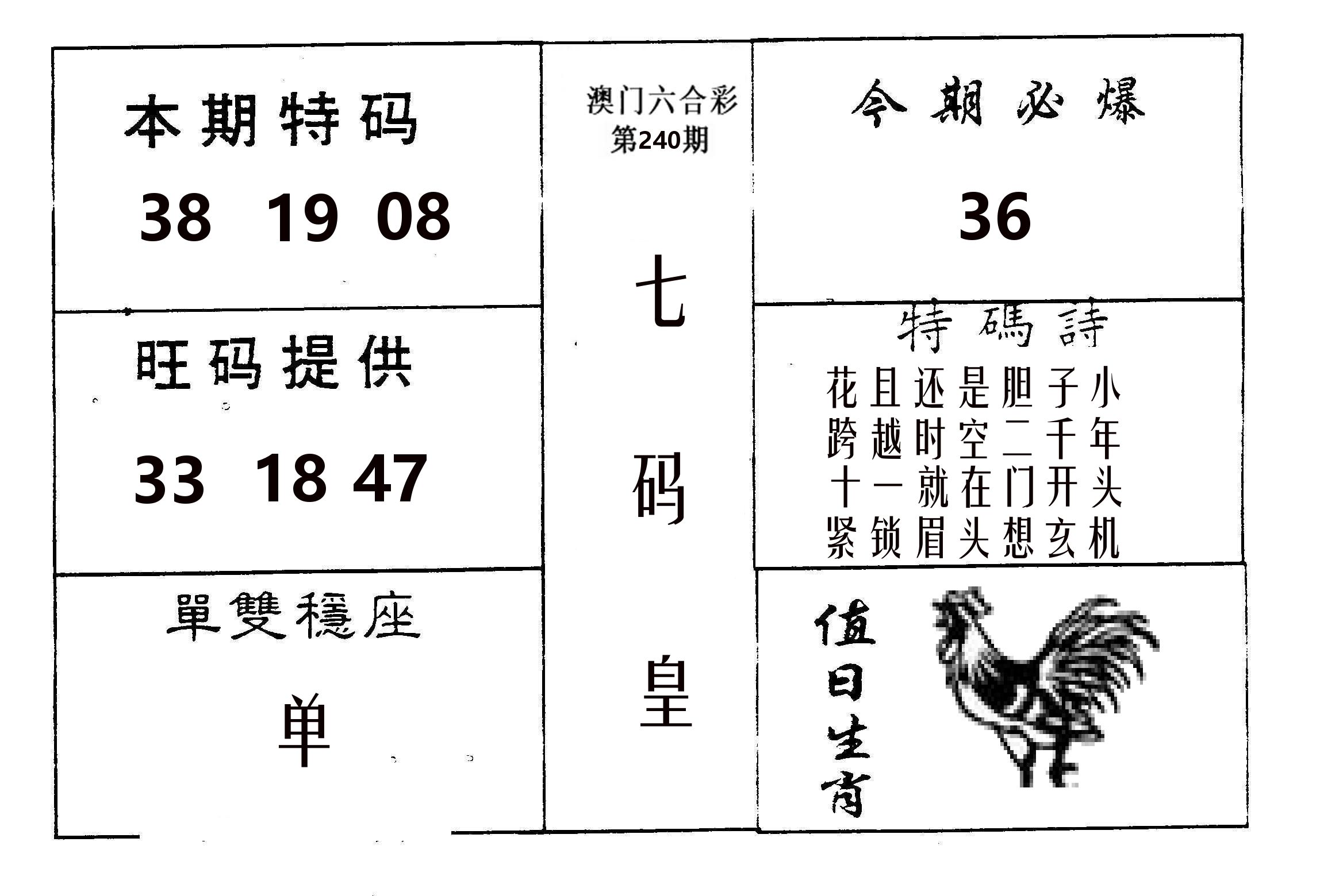 七码皇 第240期