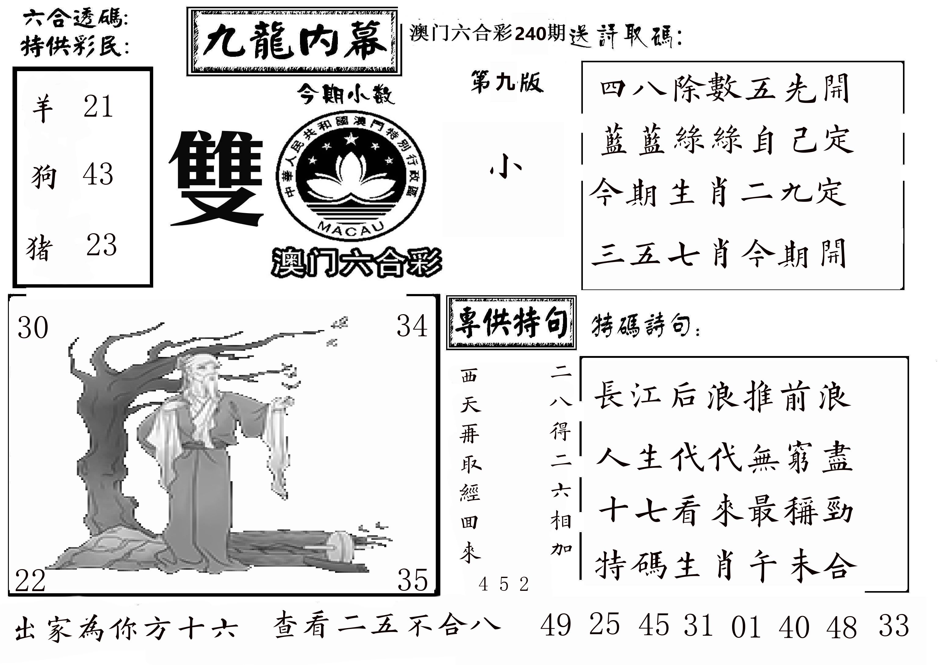 澳门传真3 第240期
