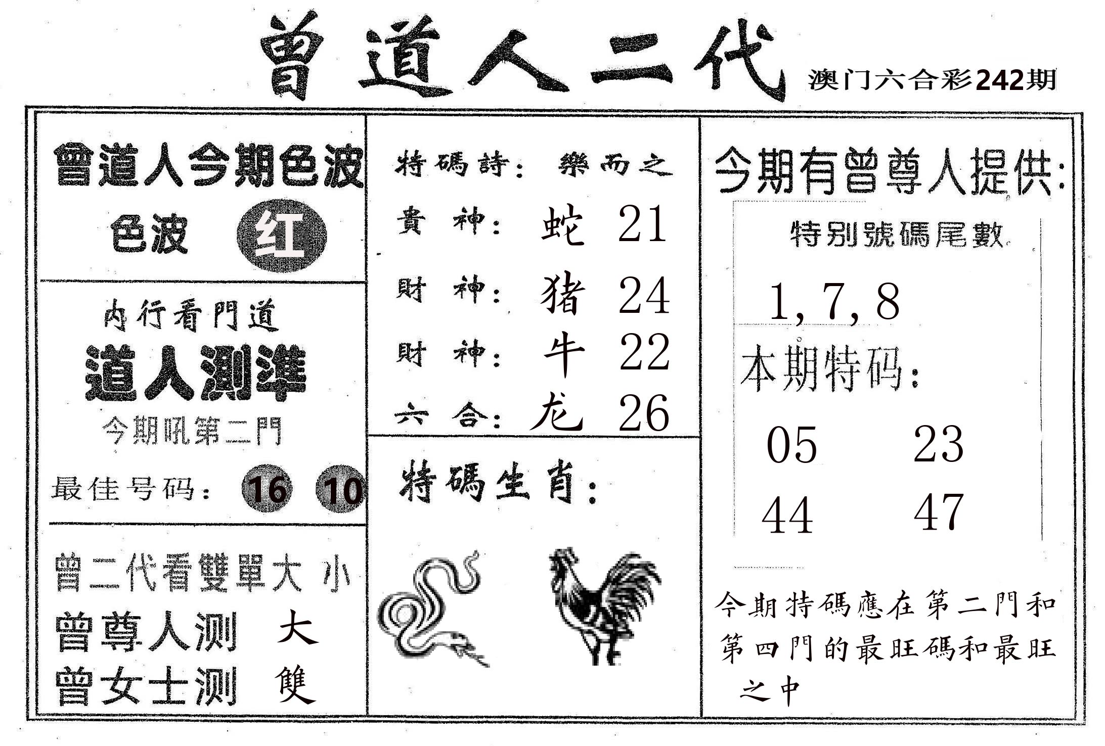 曾二代 第242期