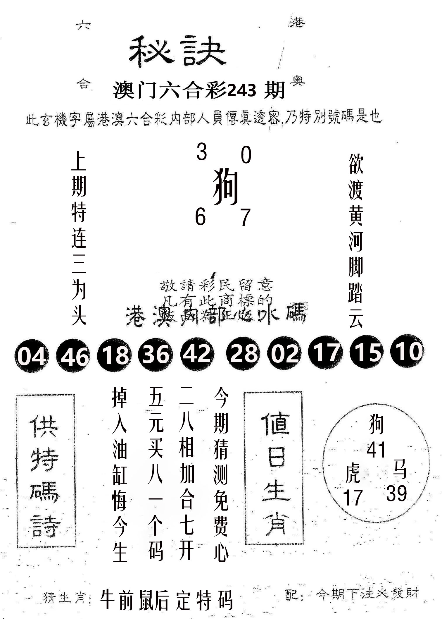 秘决 第243期