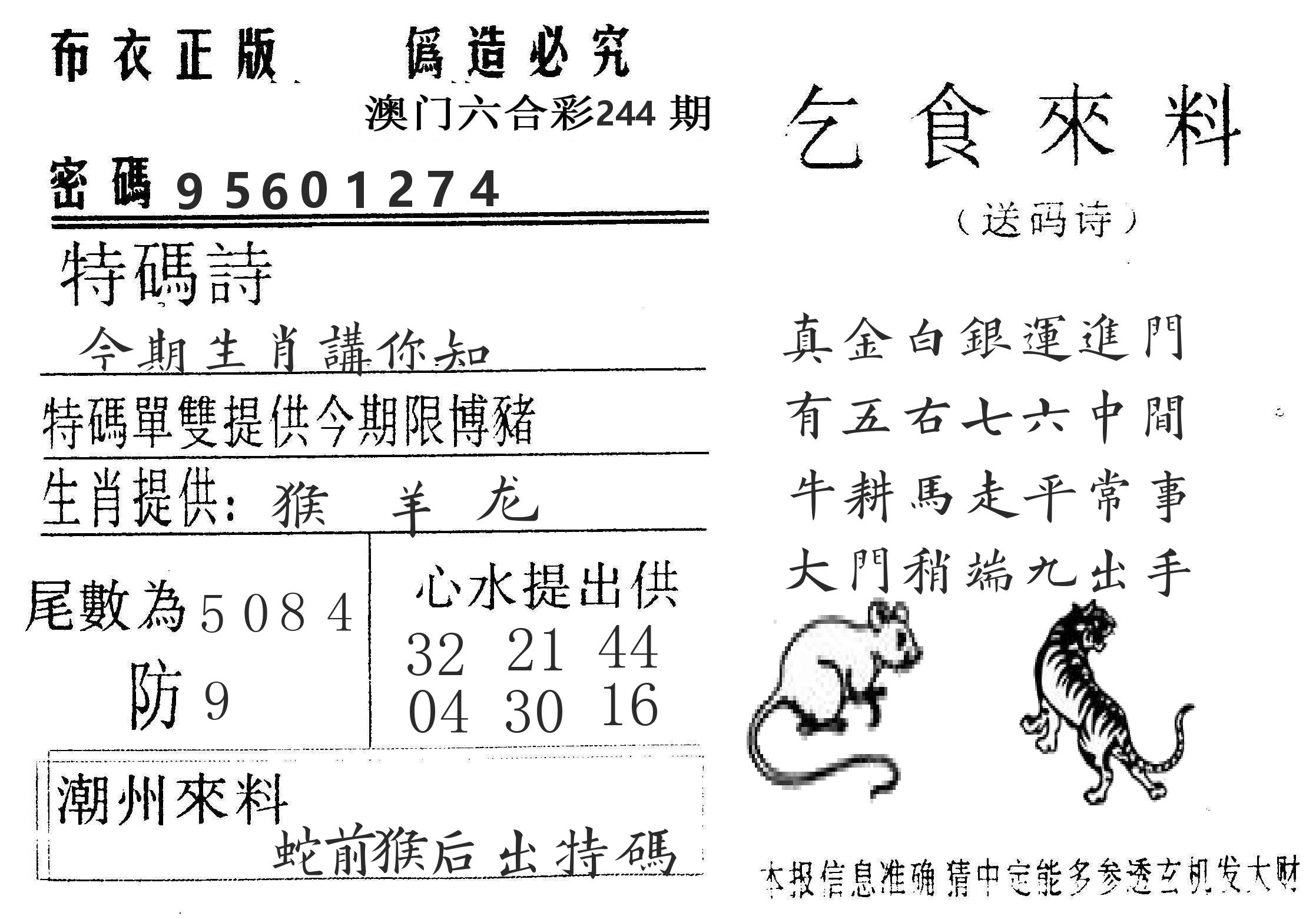 千禧码王 第244期