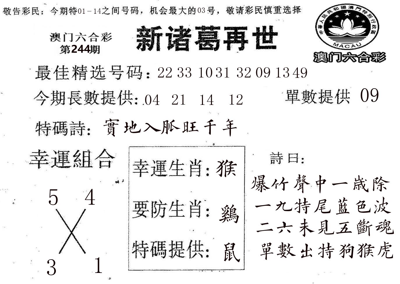 新诸葛 第244期
