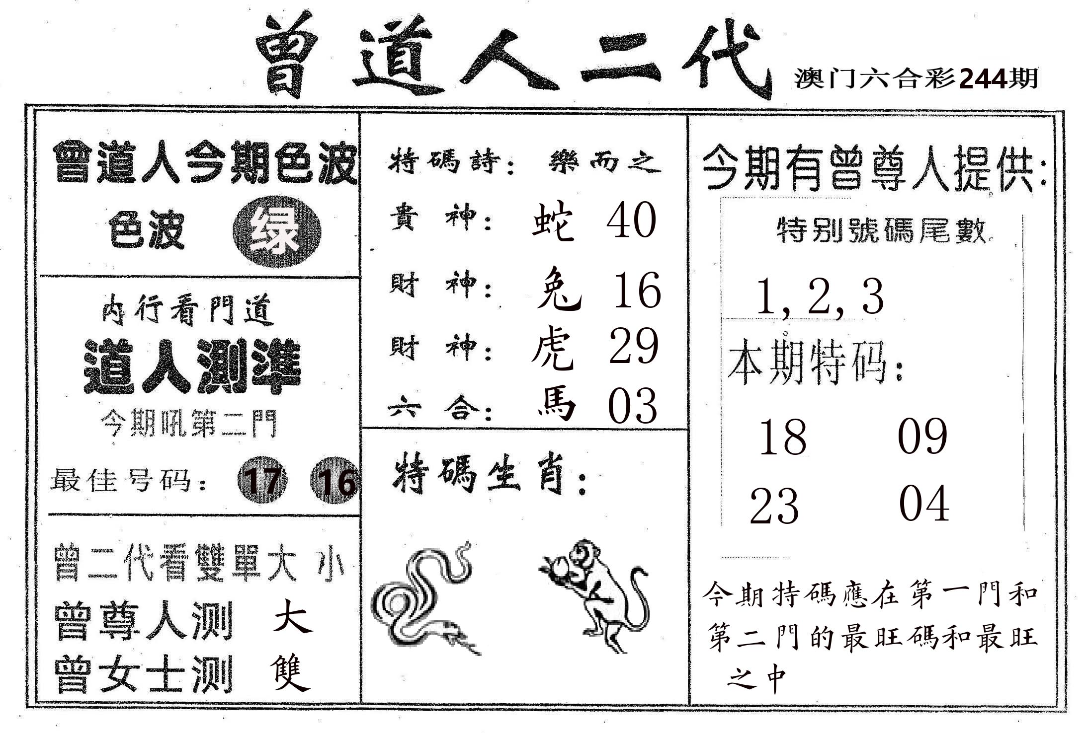 曾二代 第244期