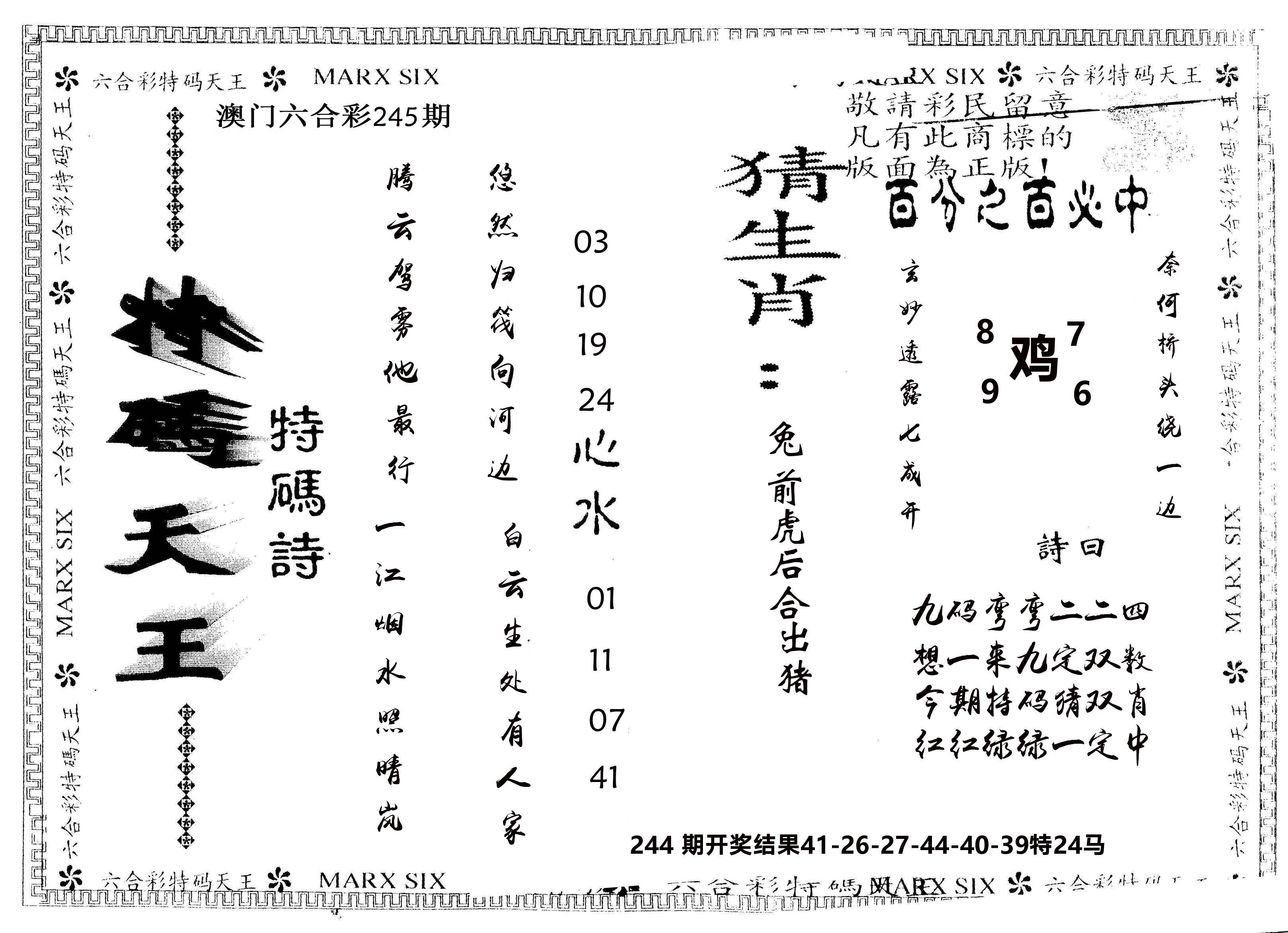 另版特码天王 第245期