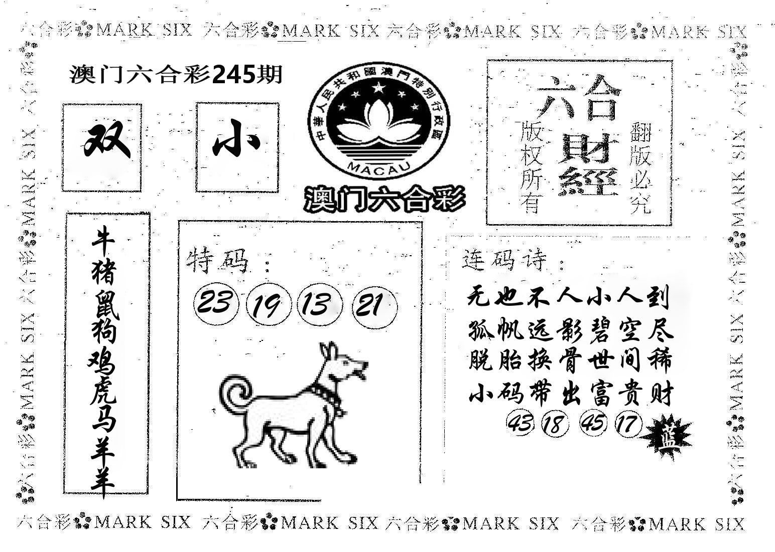六合财经 第245期
