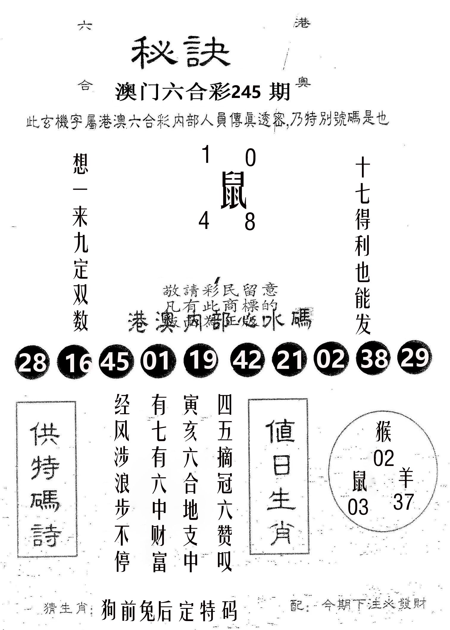 秘决 第245期