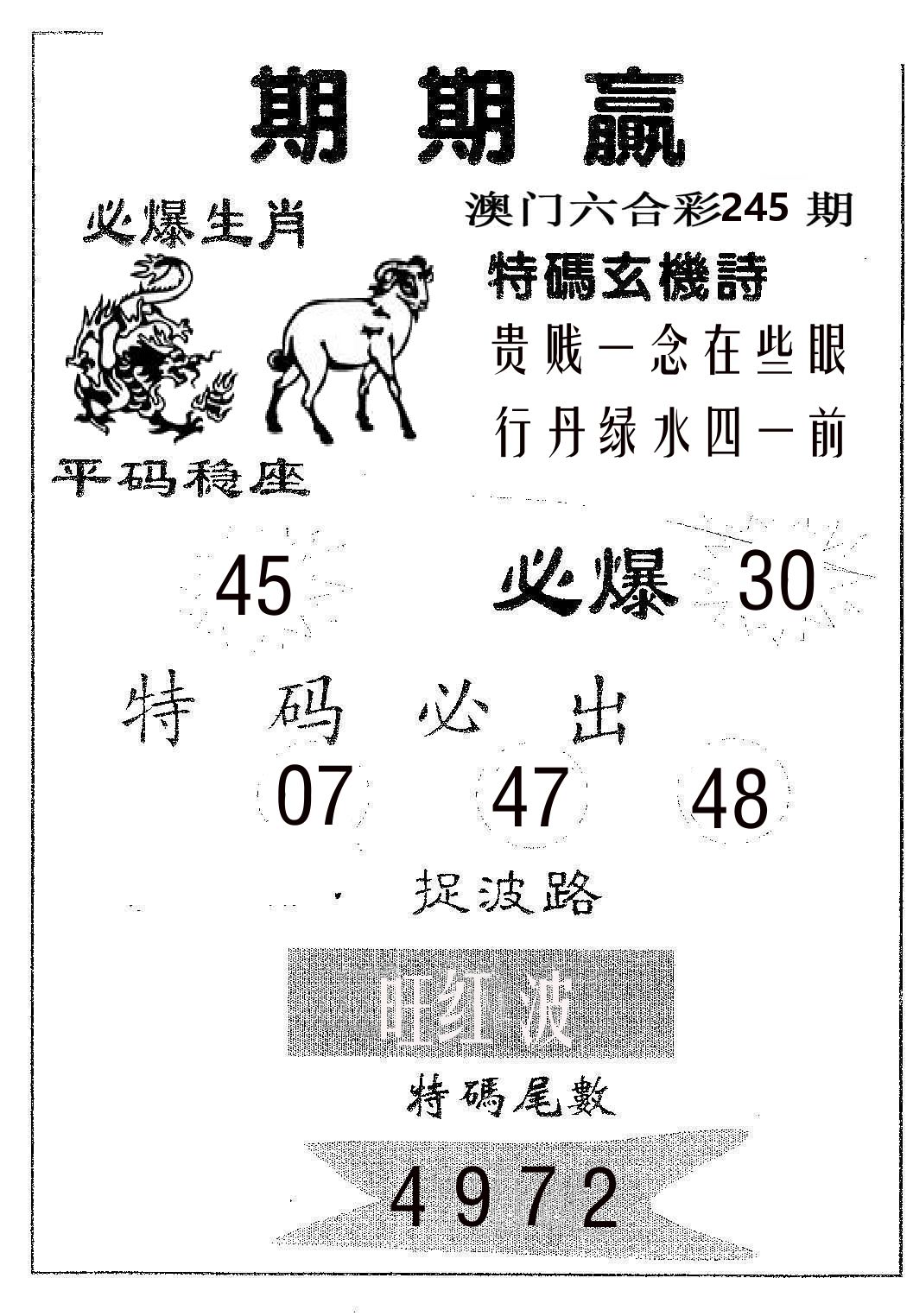期期赢 第245期