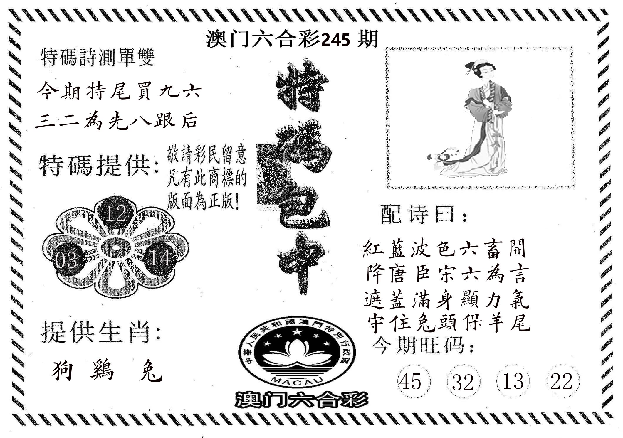 特码包中 第245期