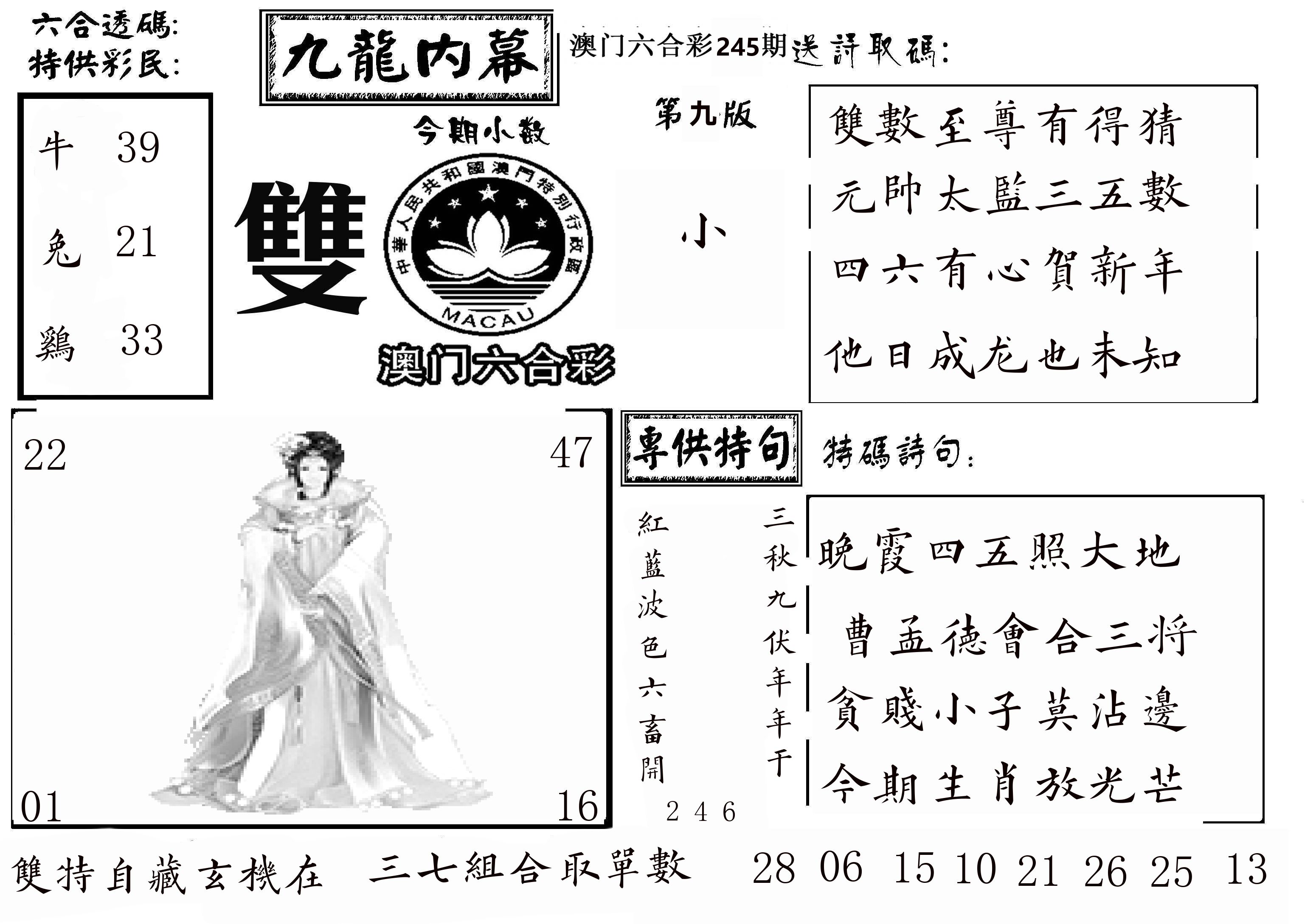 澳门传真3 第245期