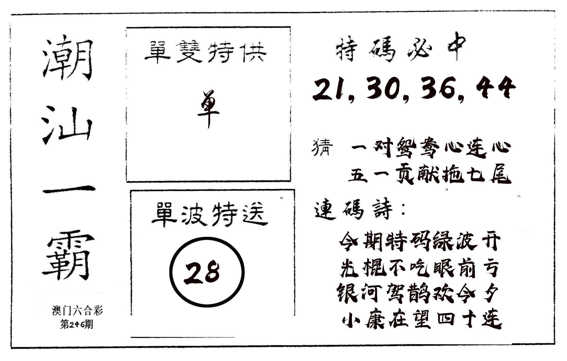 潮汕一霸A 第246期