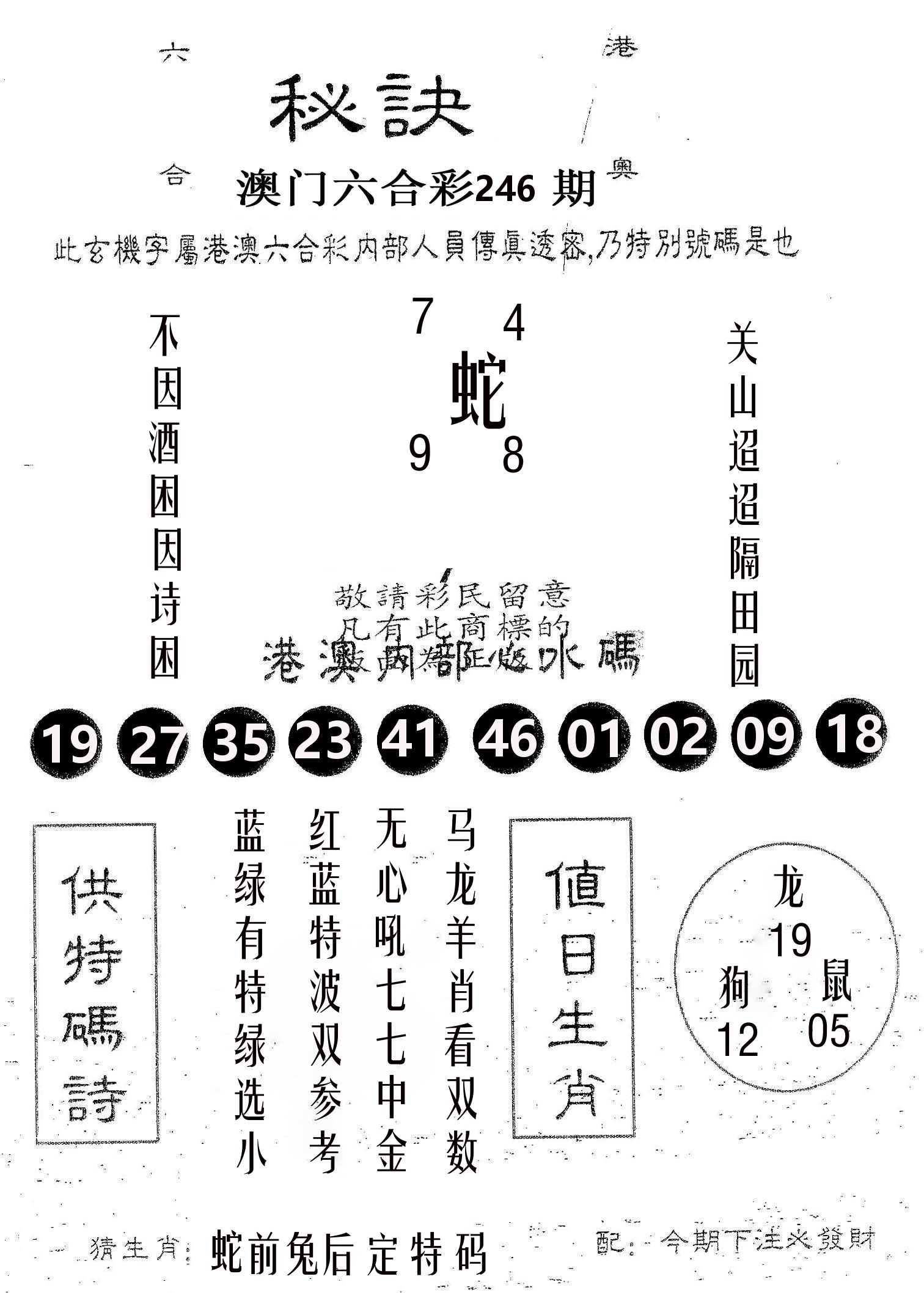 秘决 第246期