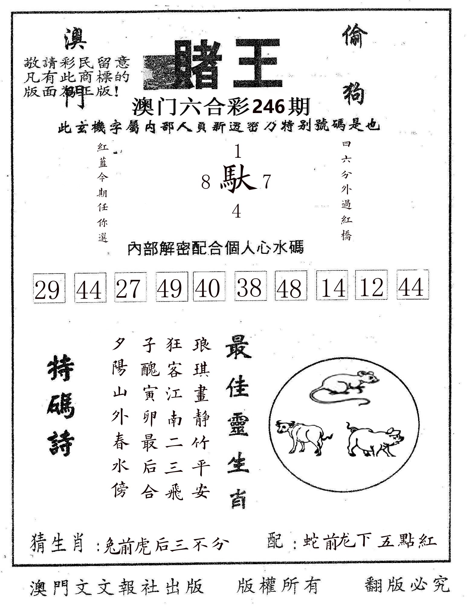 赌王 第246期