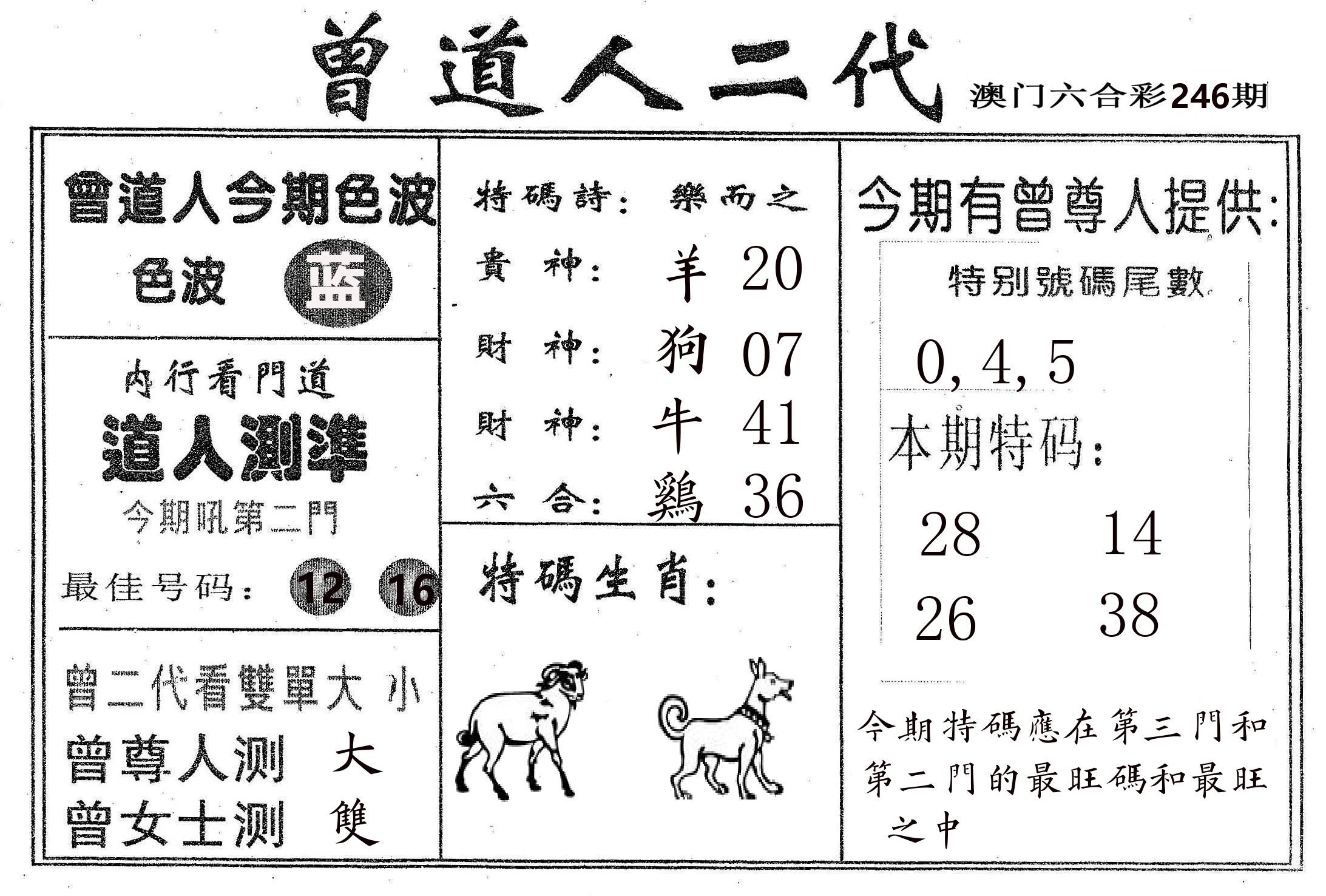 曾二代 第246期