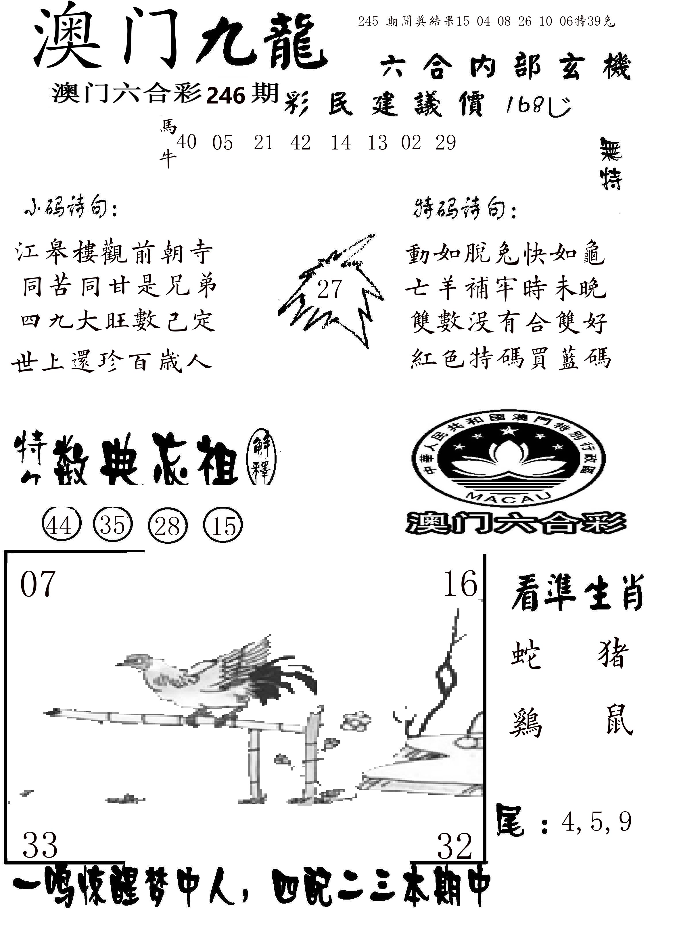 澳门传真1 第246期