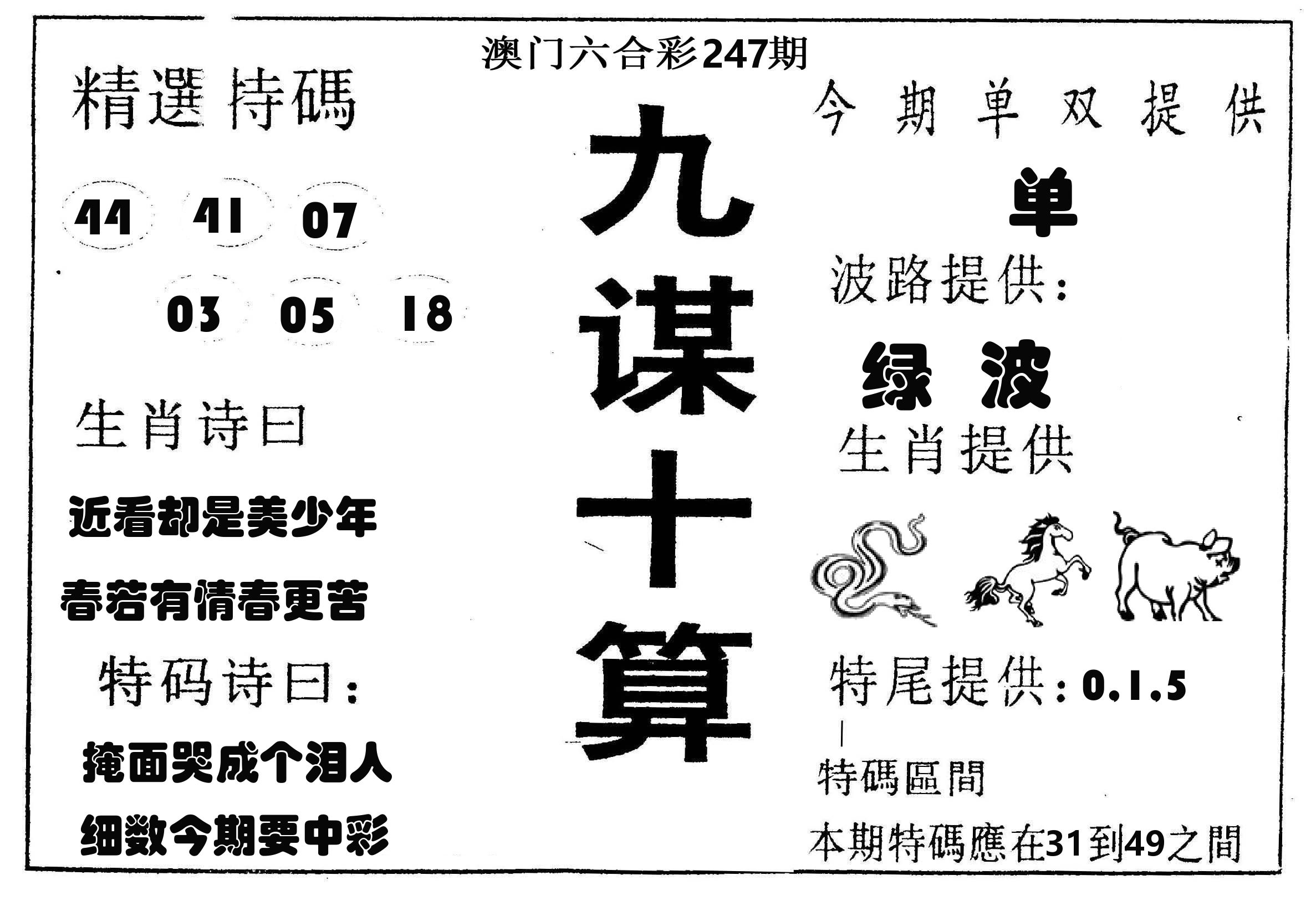 九谋十算 第247期