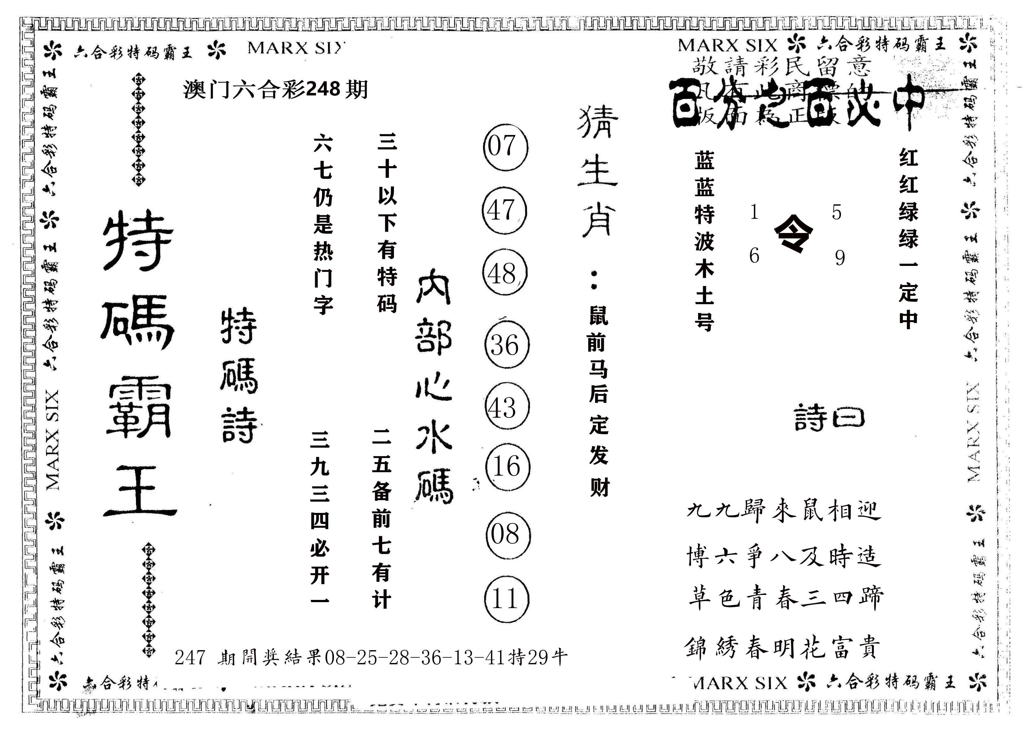 另版特码霸王 第248期