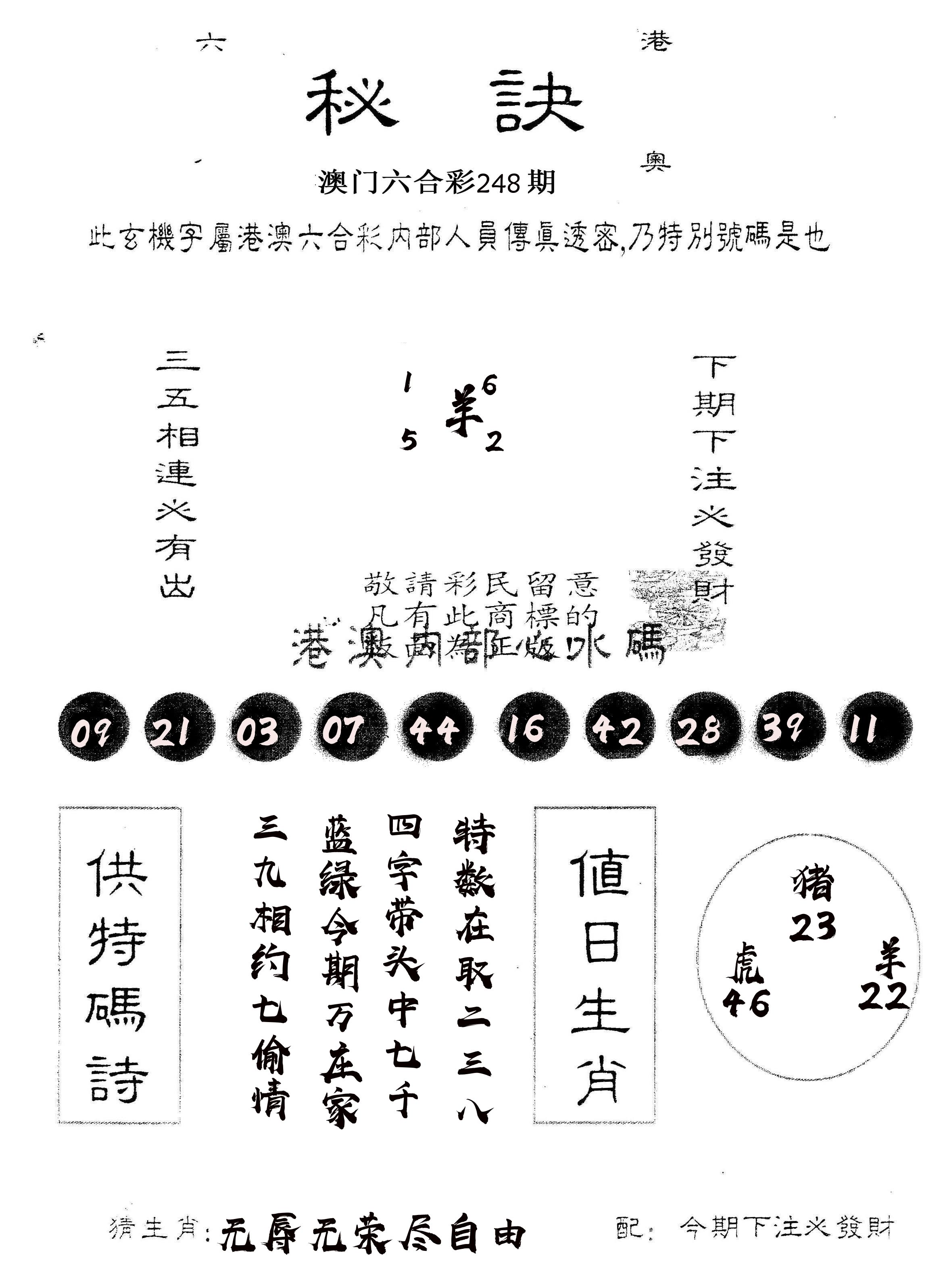另版秘诀 第248期