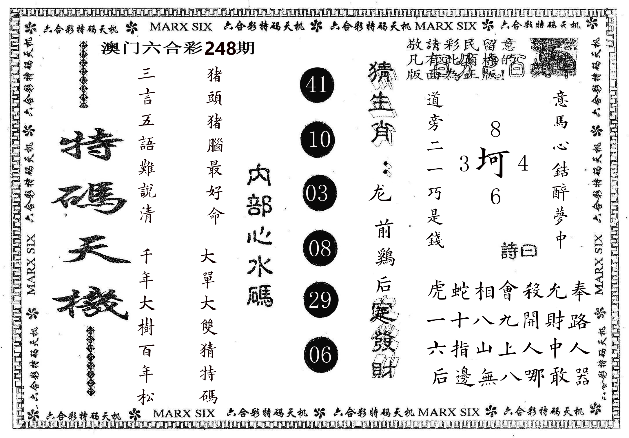 特码天机 第248期