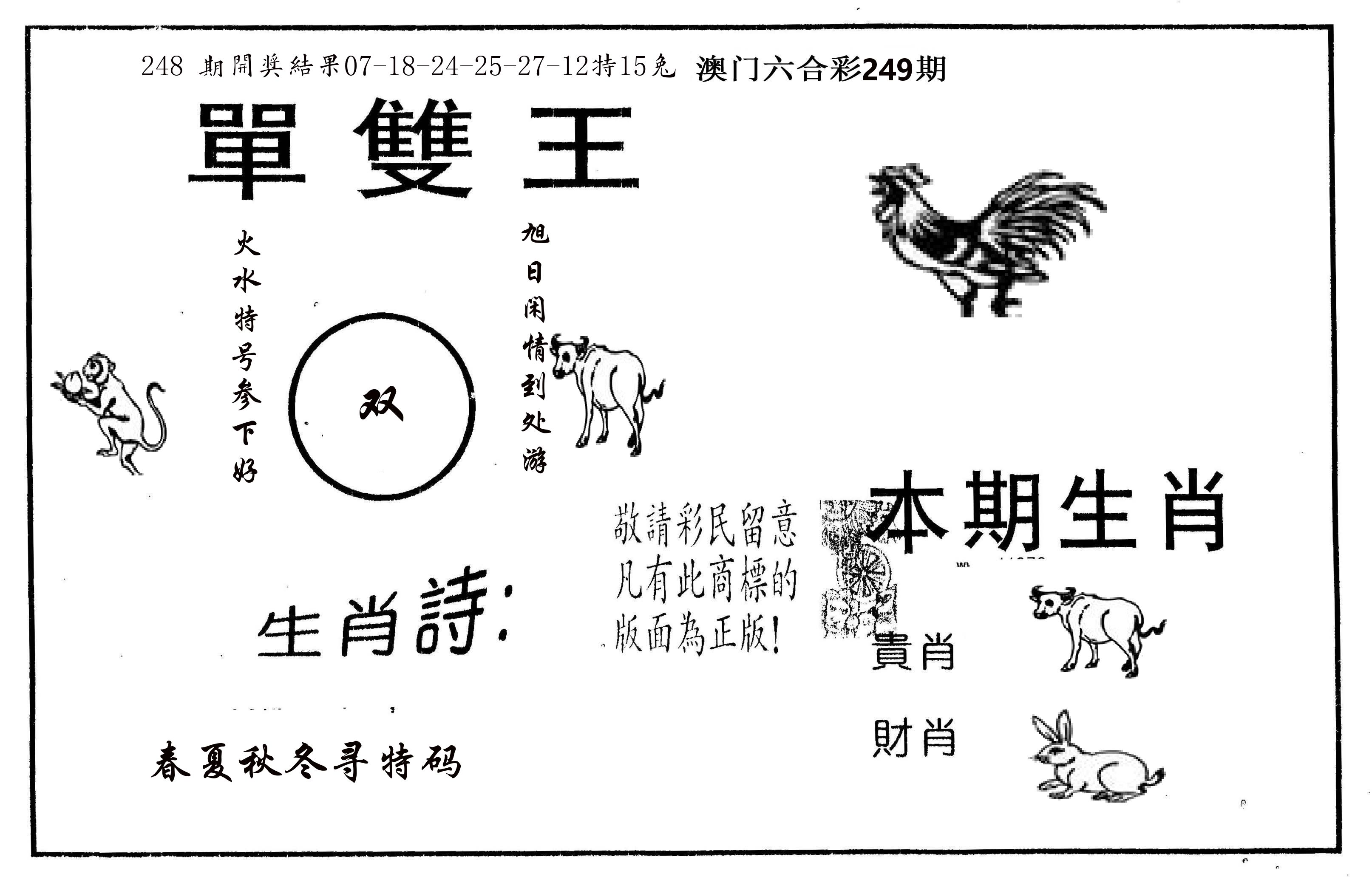 单双王A 第249期