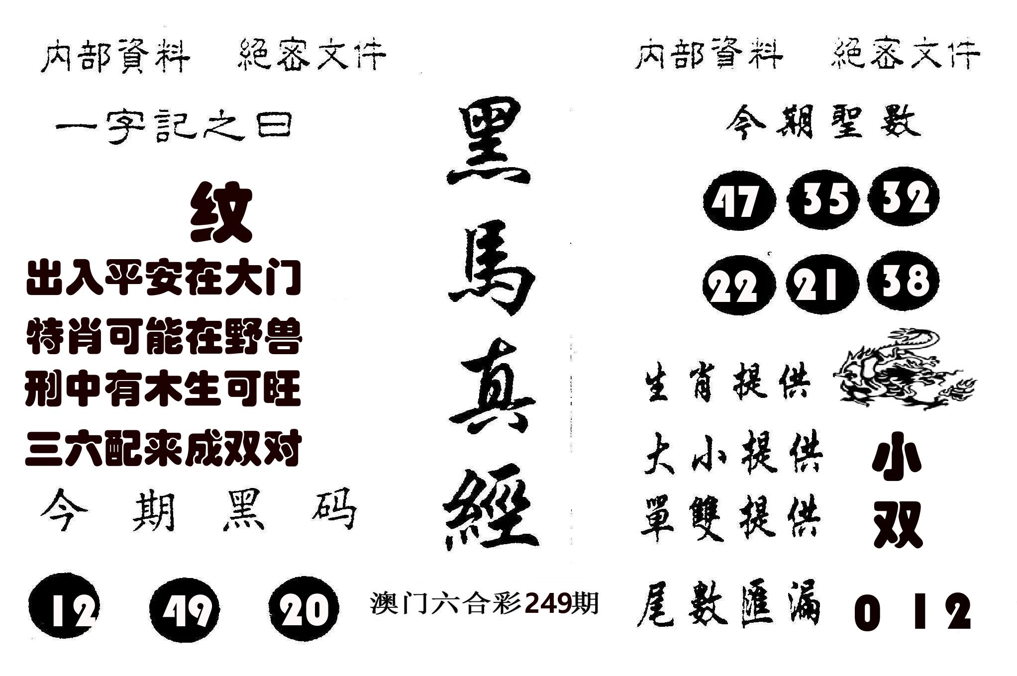 黑马真经 第249期