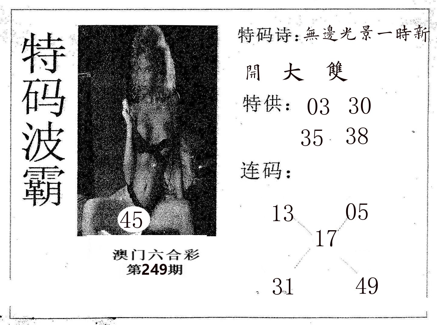 特码波霸 第249期