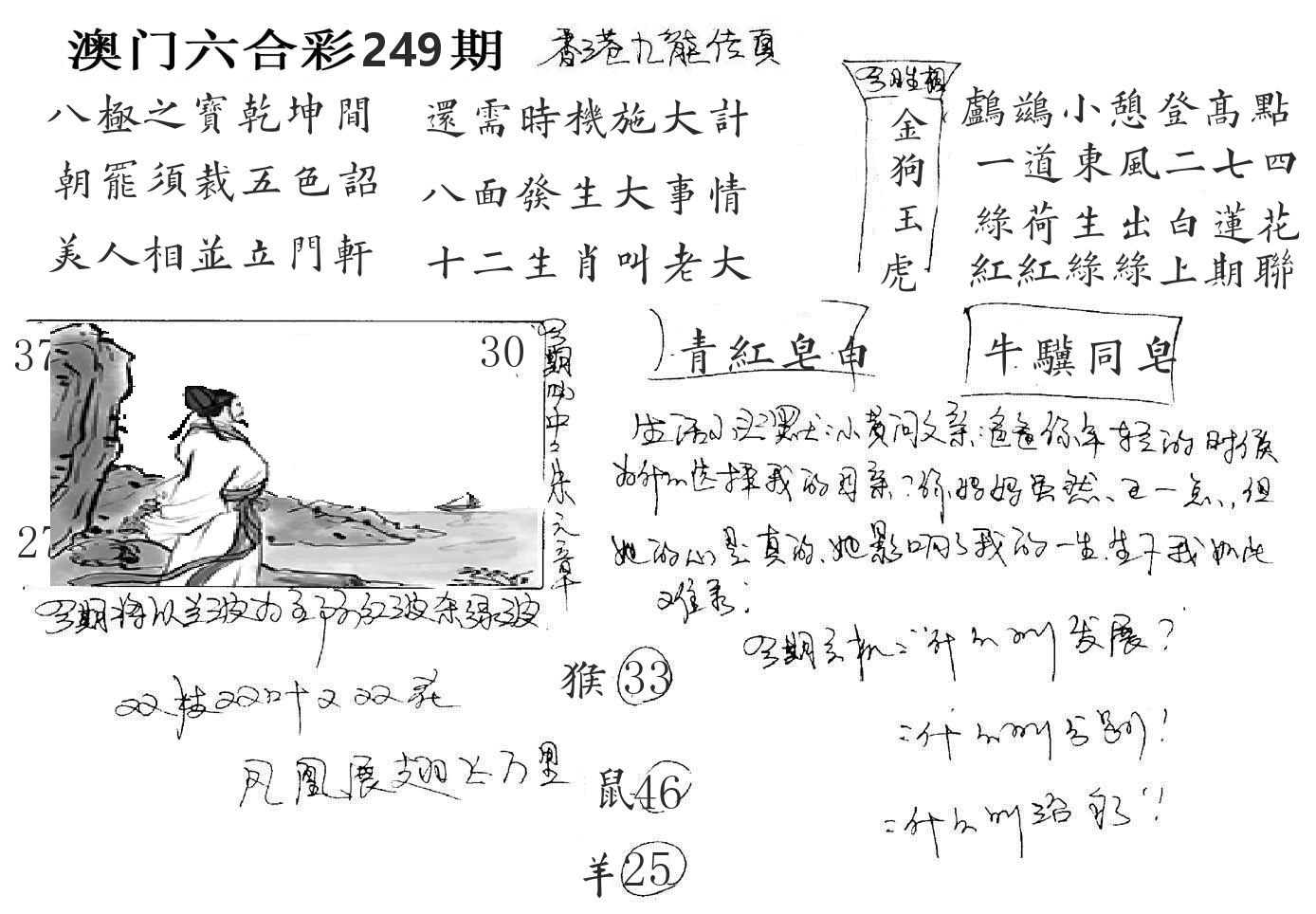 澳门手写九龙 第249期